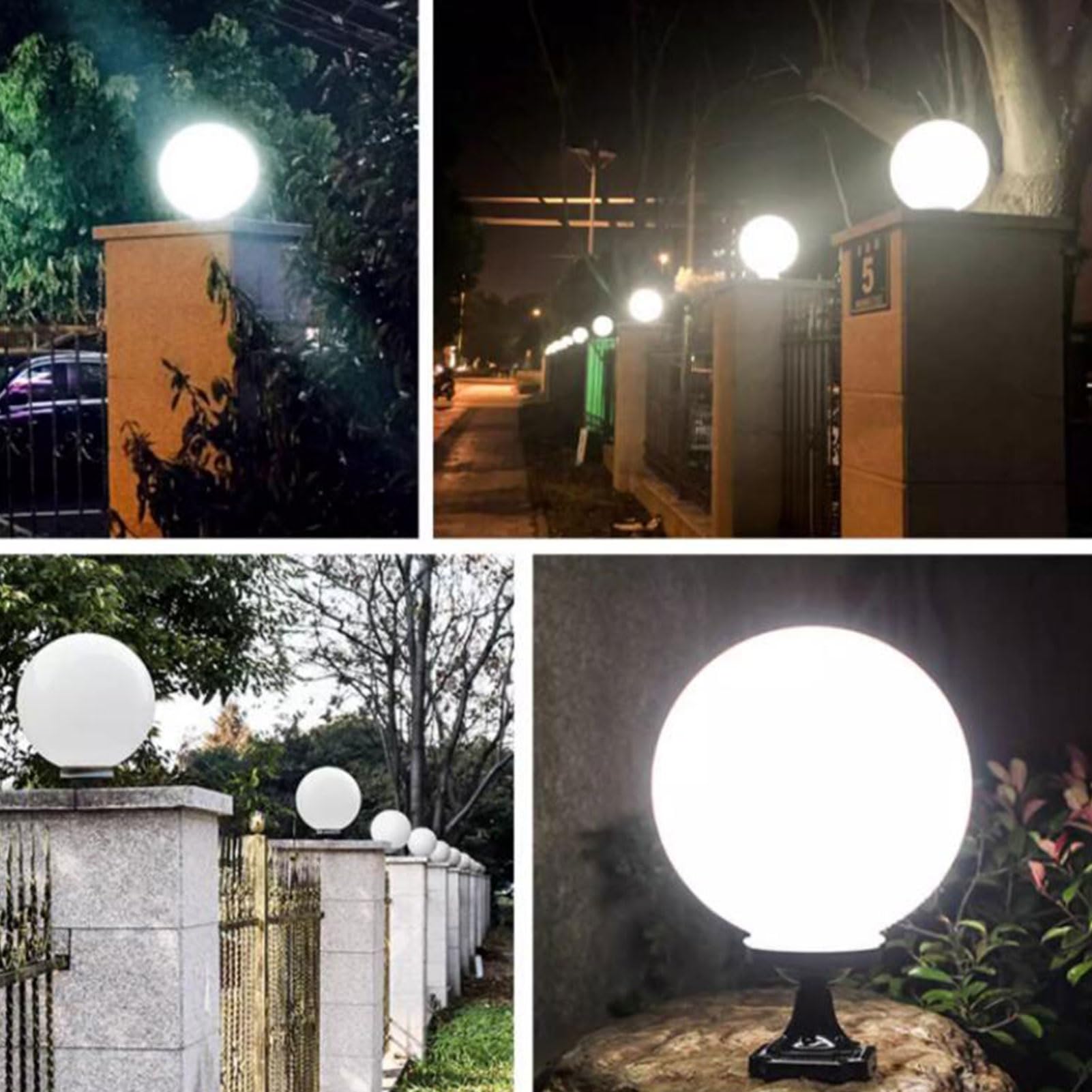 Farol Pie Sobremuro Exterior Bola Creativa Lámpara de Pilar Impermeable Luz del poste del césped del paisaje al aire libre Jardín Columna Faro Patio for Valla Villa Camino Puerta Calle Farol(Size:40cm