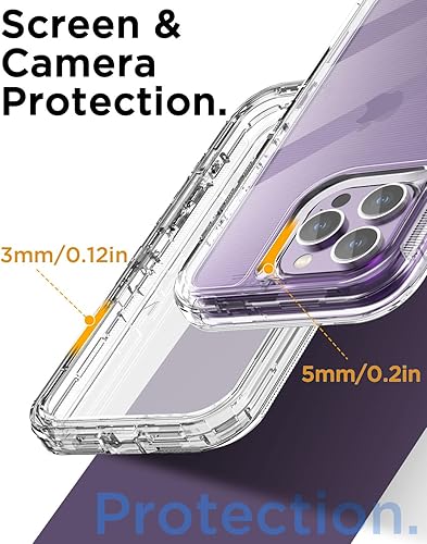 Miniatura 5 de AICase Funda transparente para iPhone 15 Pro Max, resistente y duradera de 3 capas no se amarilla protección contra caídas de grado militar a prueba