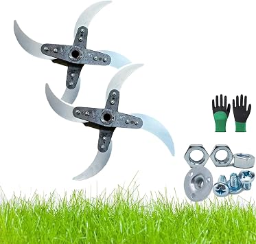 Household Farming Grass Shredder Knife Blades, Adjustable Diameter Grass Cutter Blades with 12 Mounting Holes for Grass and Vegetables 2pcs