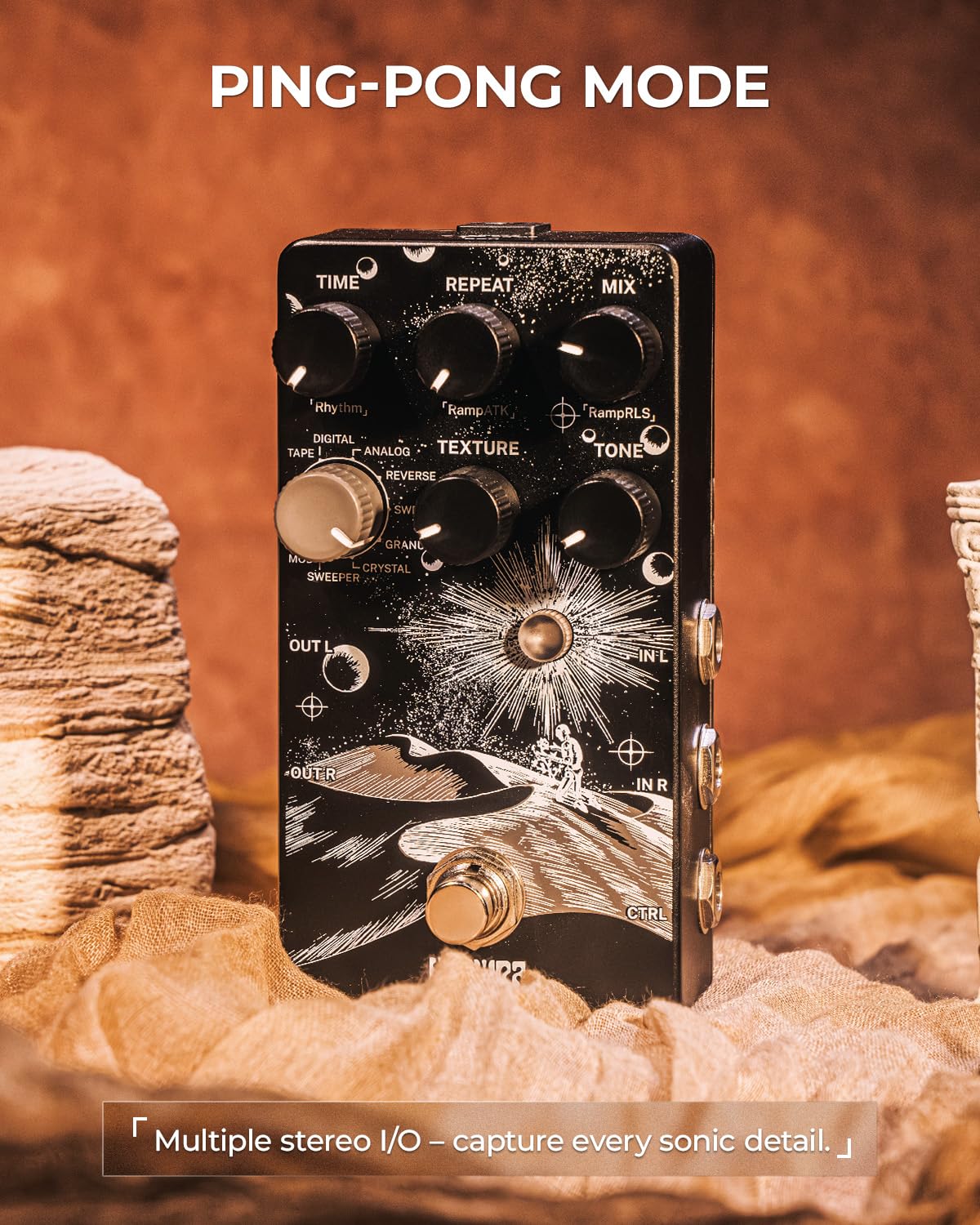 Everlast Delay Pedal für E-Gitarre – Verbesserte 2025-Version Digitales Gitarren-Effektpedal mit 9 Stereo-Delay-Typen, Tap Tempo, True Bypass, Analog Dry-Through, Expression-Pedal-Unterstützung
