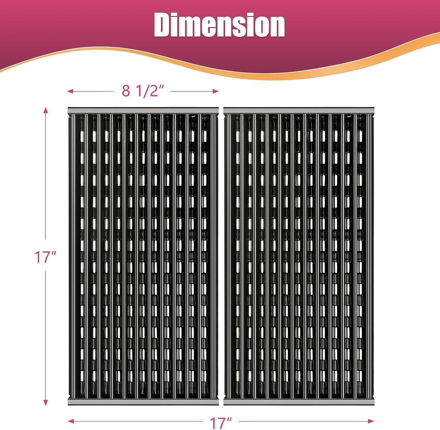 17 Inch Grill Grates for Charbroil Performance Tru-Infrared 2 Burner Gas Grill 463633316, 463672016 463672216, 463672416, Porcelain Steel Replacement Emitter Plates