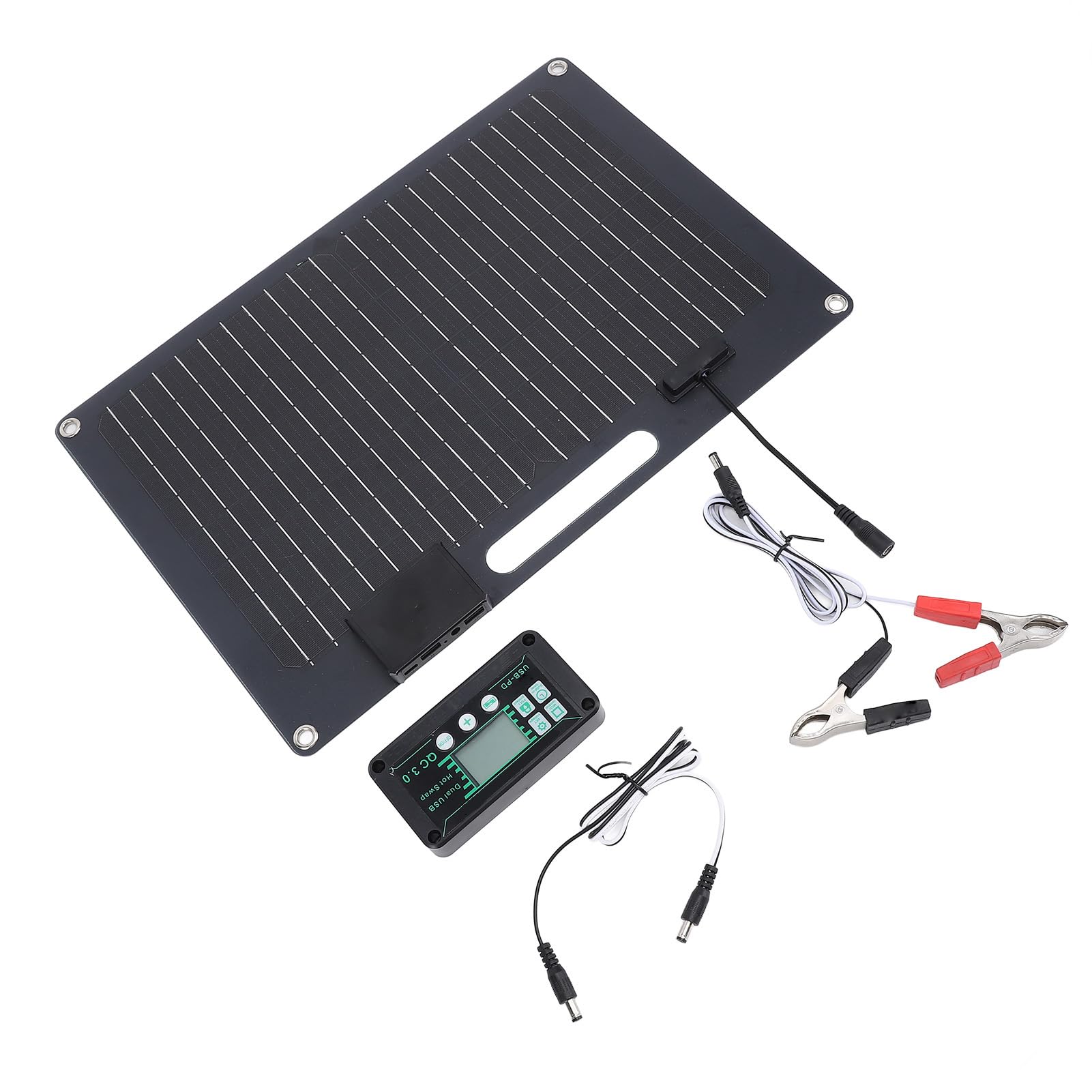 Kit caricatore pannello solare 100W con doppia uscita USB per dispositivi mobili, ideale per e barca, nero monocristallino