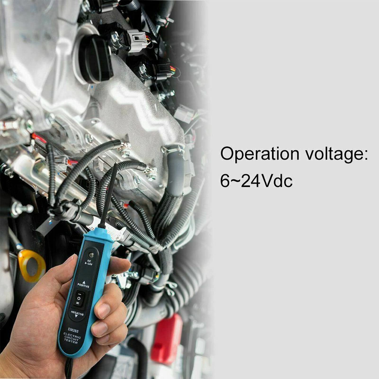 Generic Probador de Circuito EM285, Probador Eléctrico Duradero con Protección contra Sobrecarga para Diagnóstico Automotriz, 6-24 V, Cable de 4 M