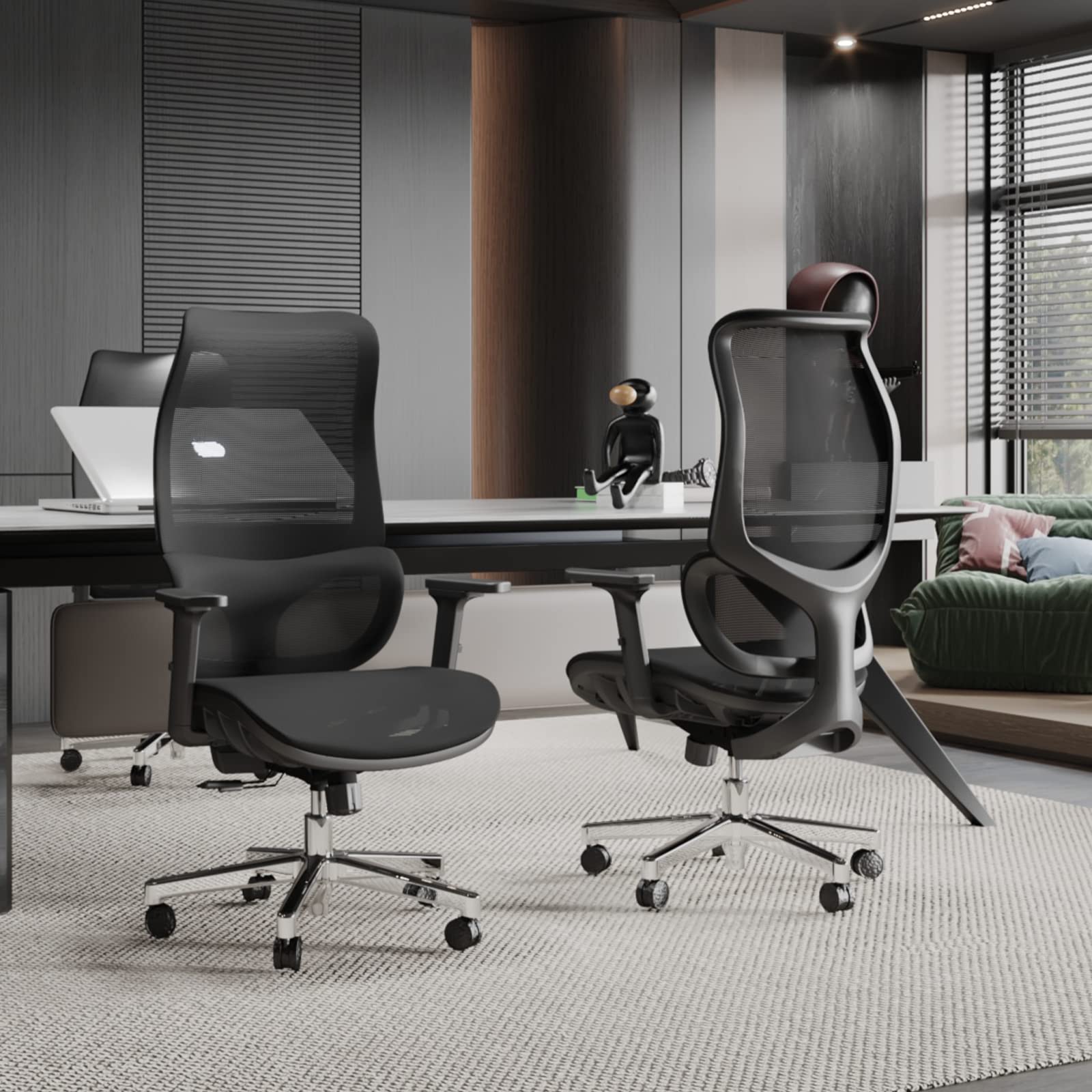 JOYFLY Chaise Bureau Ergonomique, Chaise de Bureau avec Assise Réglable, Fauteuil de Bureau avec Soutien Lombaire, Siege Bureau Chaise Gaming Ordinateur Maille,Adulte,150kg(Noir)