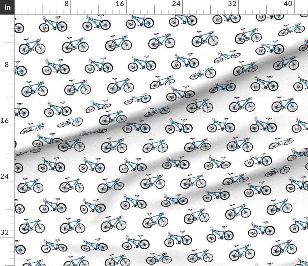 Spoonflower Fabric - Racing Bike Bicycle Line Drawing Sport Printed on Petal Signature Cotton Fabric by The Yard - Sewing Quilting Apparel Crafts Decor
