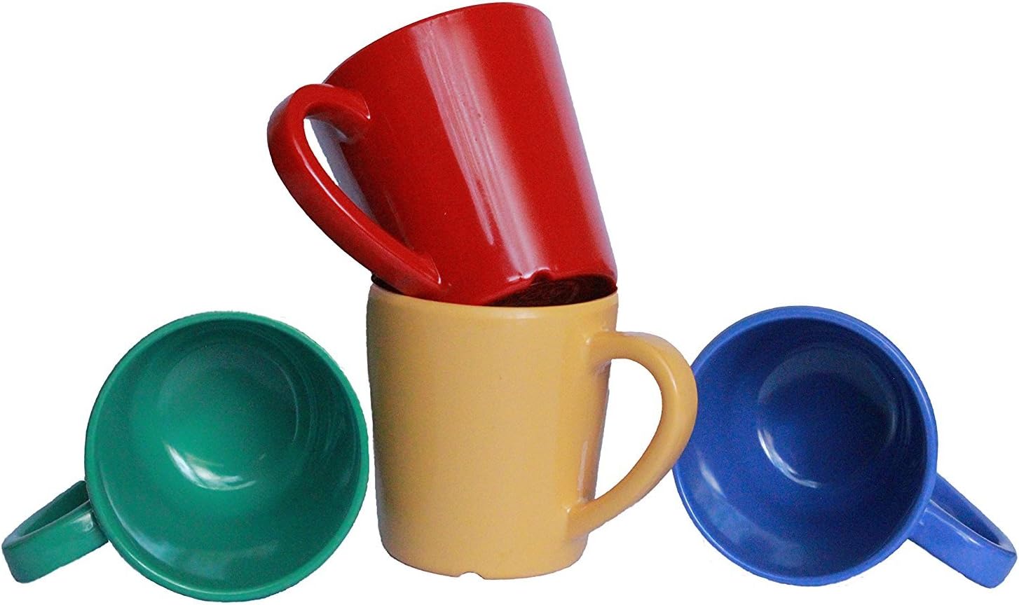 Break resistant BPA FREE, NSF Certified Melamine Mugs 7 Ounce Assorted Colorful set of 4