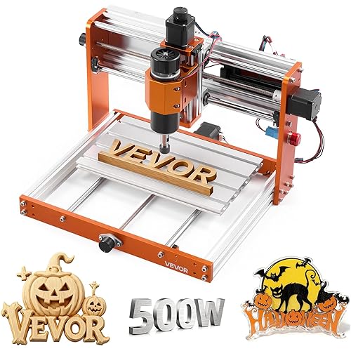 VEVOR CNC Router Machine, 500W Spindle, 3-Axis Wood Engraving Milling Machine, with 300 x 180 x 80 mm Working Area, Offline Controller, Limit Switch, E-Stop, for Wood Acrylic Plastic Carving Cutting