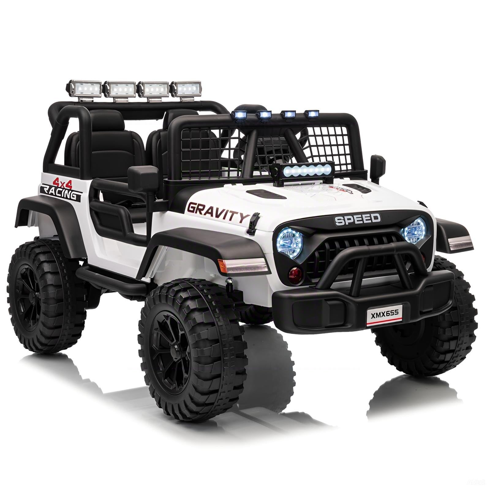 24V 2 Seater Kids Electric Truck with Parent Remote Control, 4WD Ride on Car for Toddlers & Kids 4-8, 100Min Battery, Dual Motor, All Terrain Electric