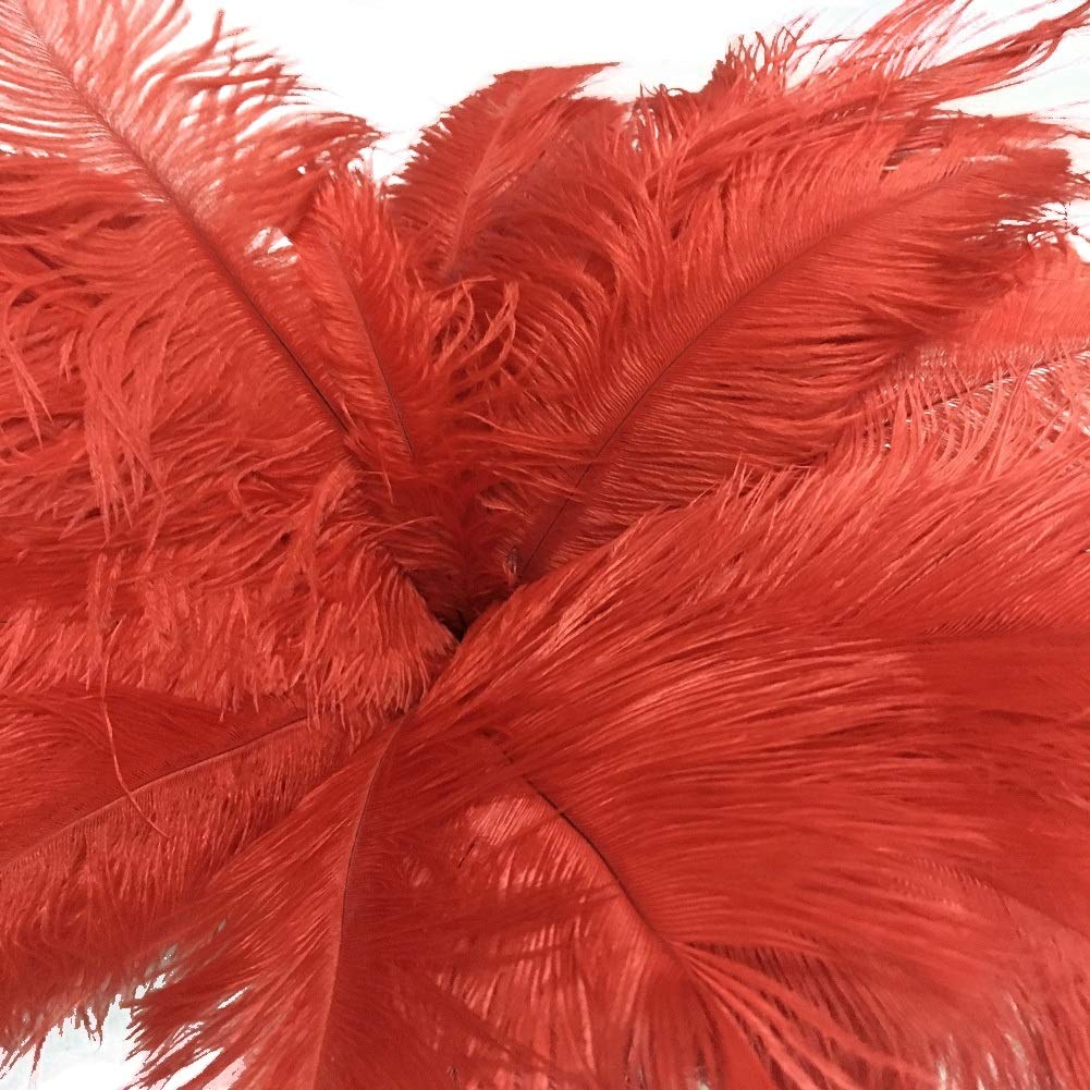 AABABUY 10pcs Ostrich Feathers Close to 18inch for Home Wedding Party Decoration (Red)