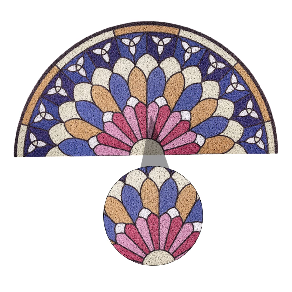 Tapis Semicirculaire Antidérapant en PVC pour Entrée Tapis De Sol Intérieur Et Extérieur Design Créatif 80X40Cm