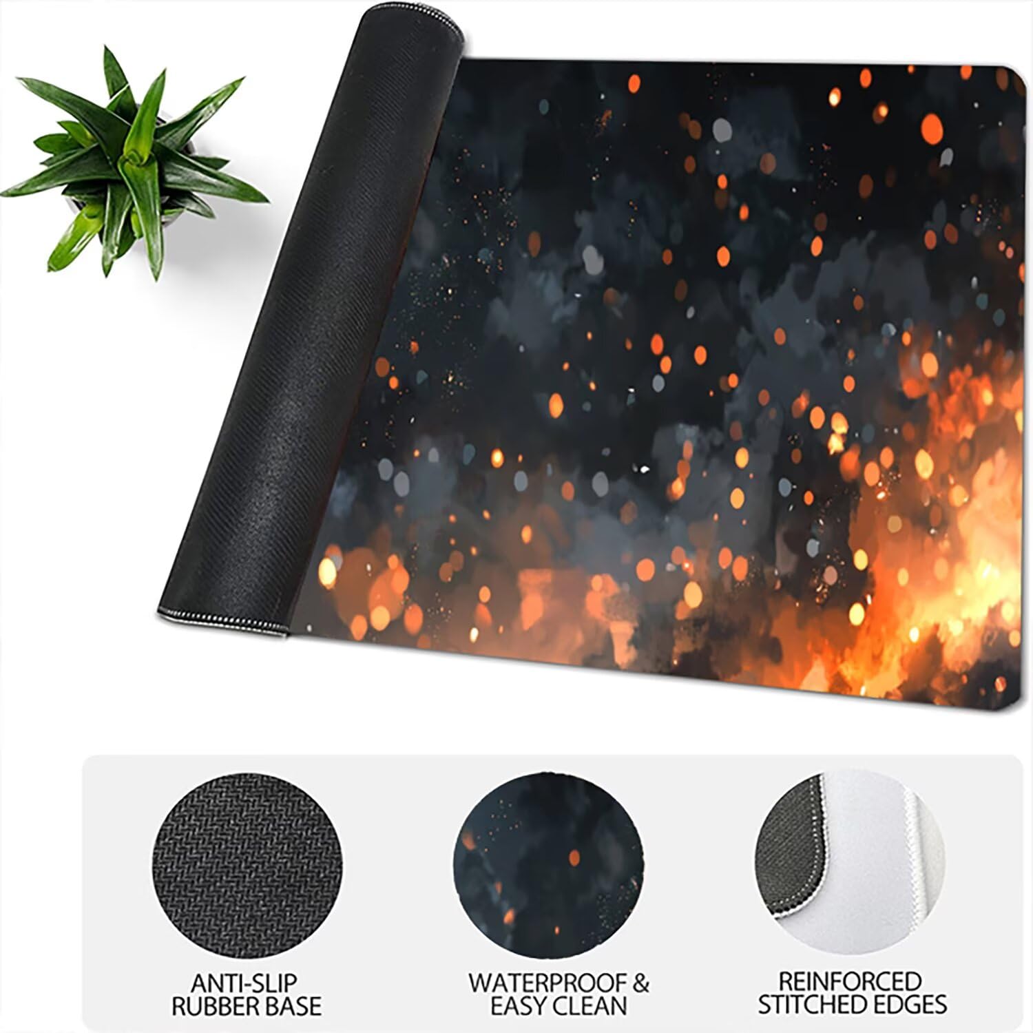 Lejnlnng Podkładka pod mysz do gier XXL, 120 x 60 cm, kreskówkowa mata na biurko, wodoodporna podkładka pod mysz XL elfy, antypoślizgowa gumowa podkładka pod mysz z przeszytymi krawędziami do biura
