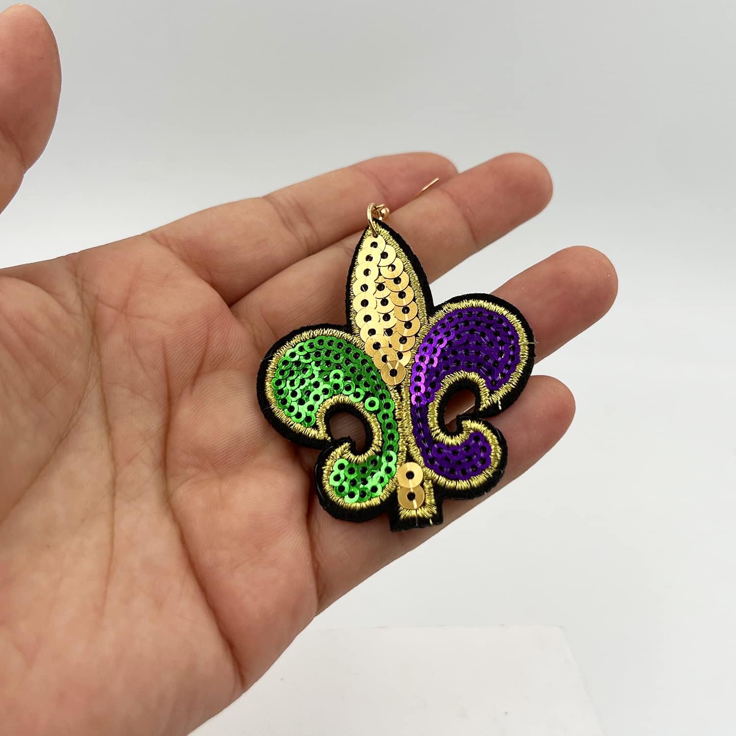 Mardi Gras Earrings for Women,Sequins Fabric Evil Eye Donut Fleur De Lis Dangle Earrings Carnival Theme Drop Earrings Holiday - Image 5