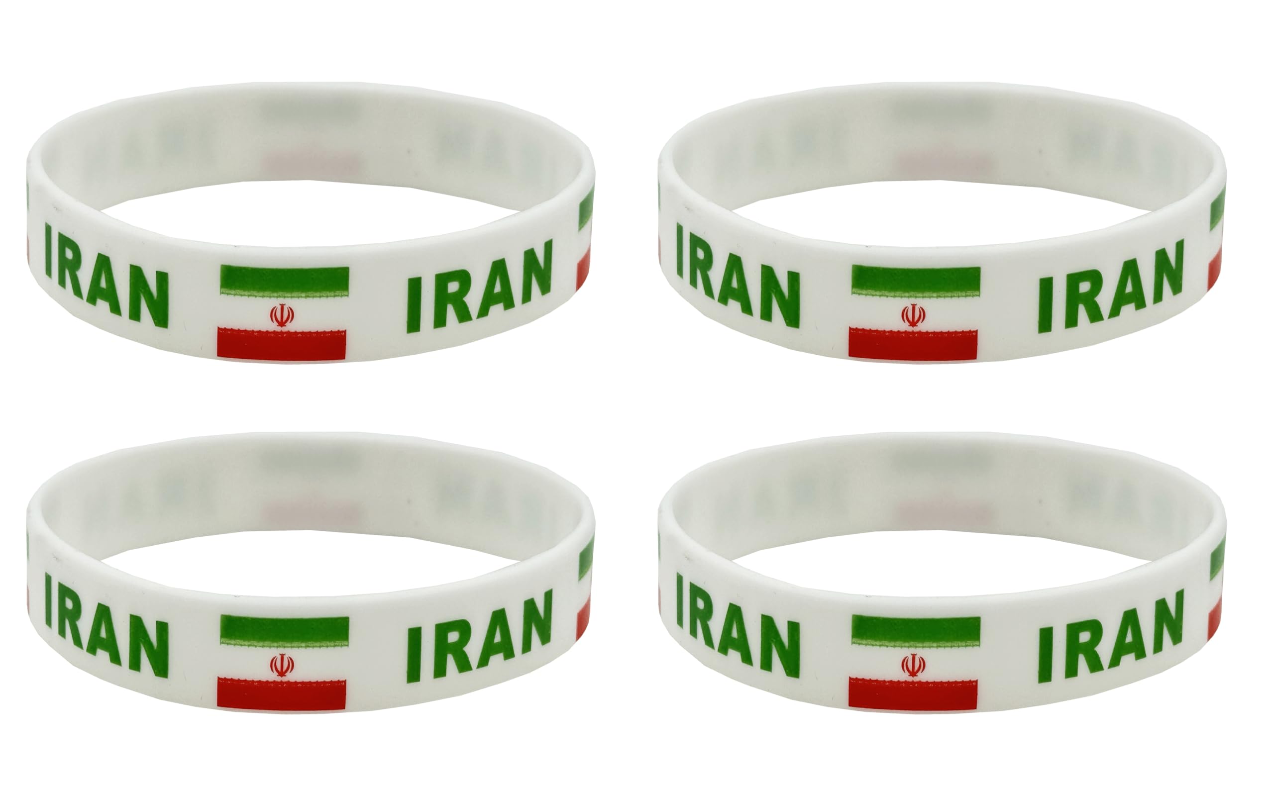 LLBFHH 4 Pcs Iran Iranians Country Flag Rubber Bracelets, National Flag Silicone Bracelet, Rubber Wristbands Patriotic Decorations Gift