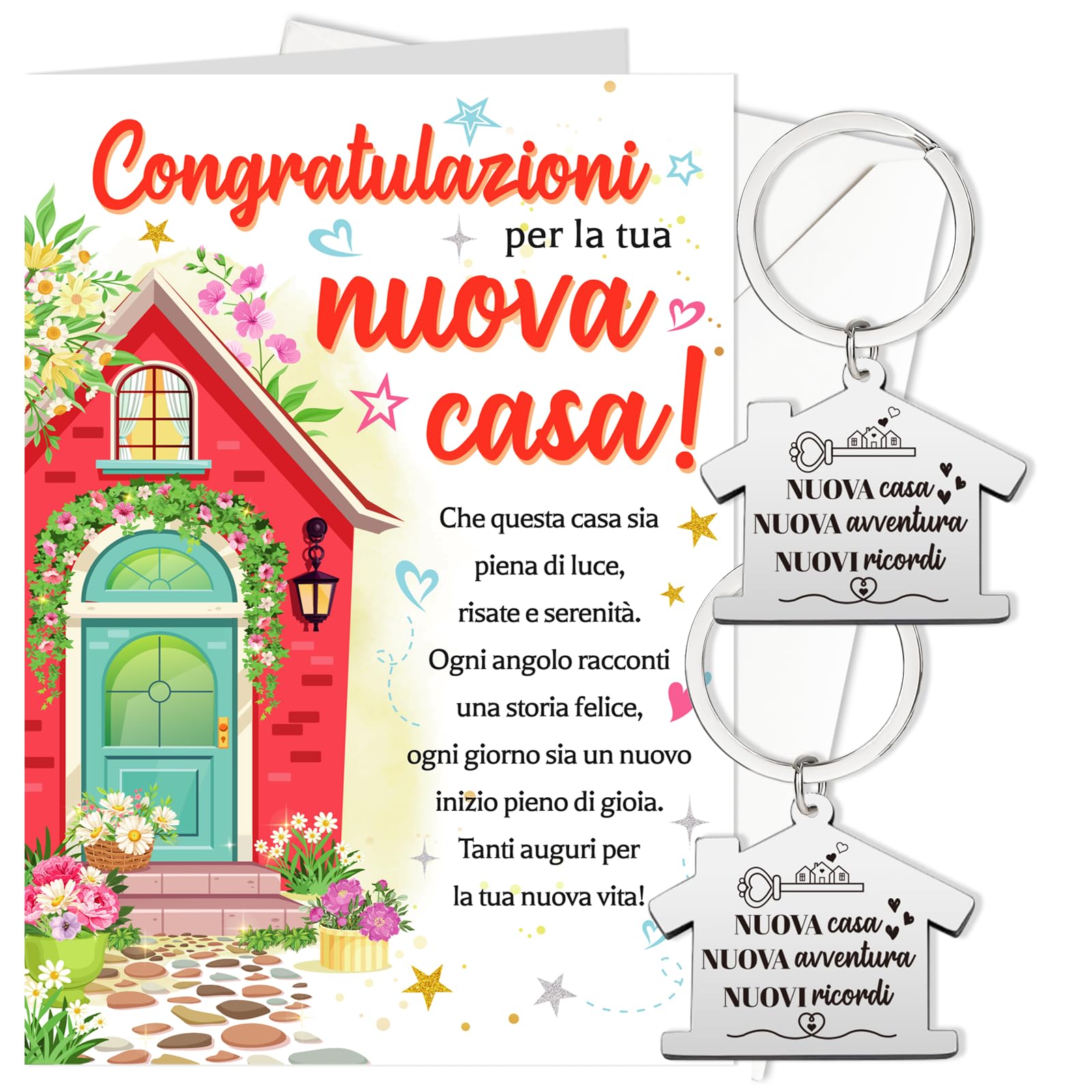 Set Regalo Nuovo Lavoro: Biglietto Divertente Con Toast E Portachiavi 'New Job New Adventure'