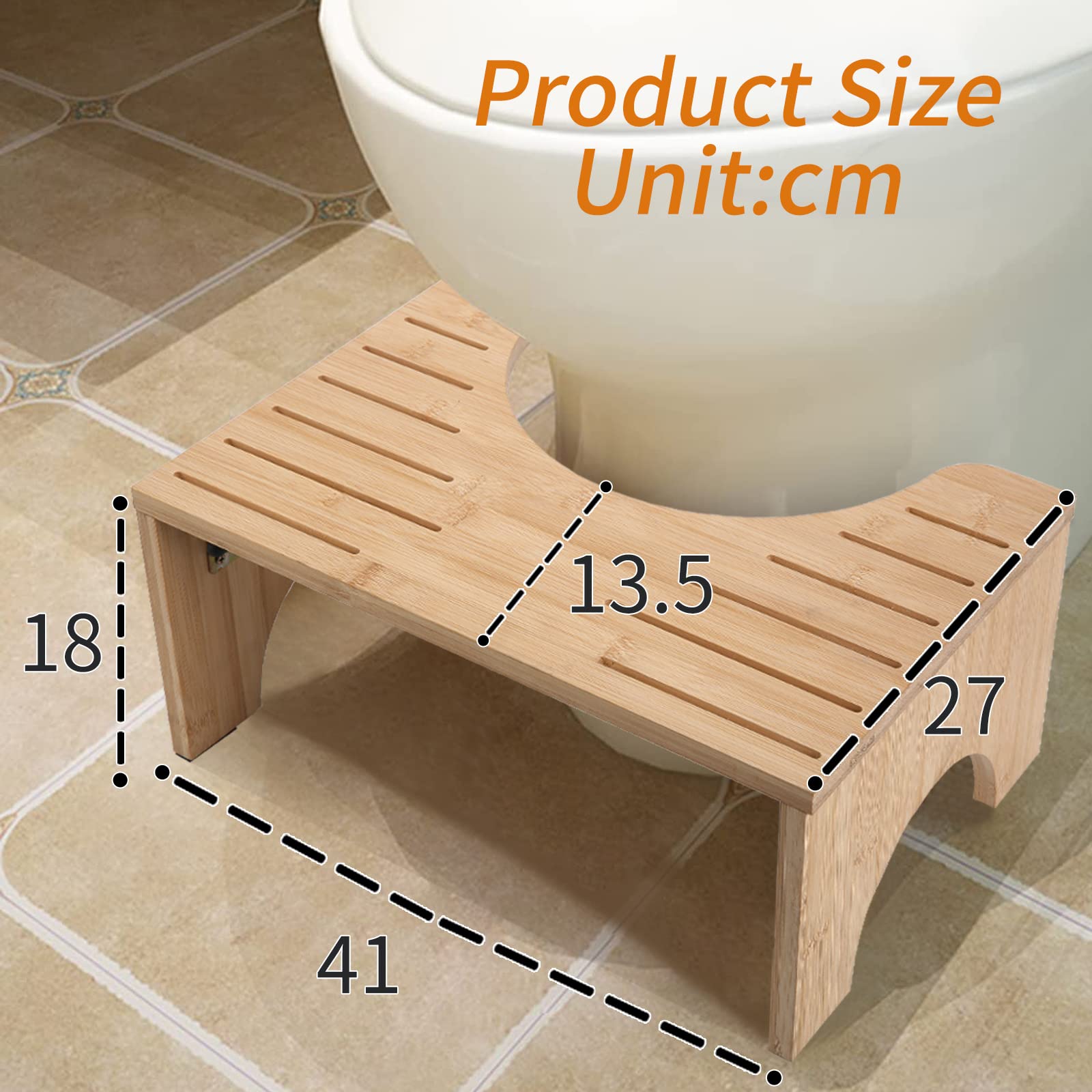 Toilettenhocker aus Bambus, klappbar Toilettenhocker für Erwachsene,Rutschfester Squatty Potty Hocker, gesunder und tragbarer Klohocker/WC Hocker für natürliche und Bequeme Ausscheidung