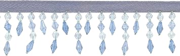 DECOPRO 1 3/4" Handcrafted Diamond Beaded Fringe Trim B40692-AC / Arctic Blue Multicolor #M44008 Light Blue Light Blue / 3 Yards 2.5m/19 ft