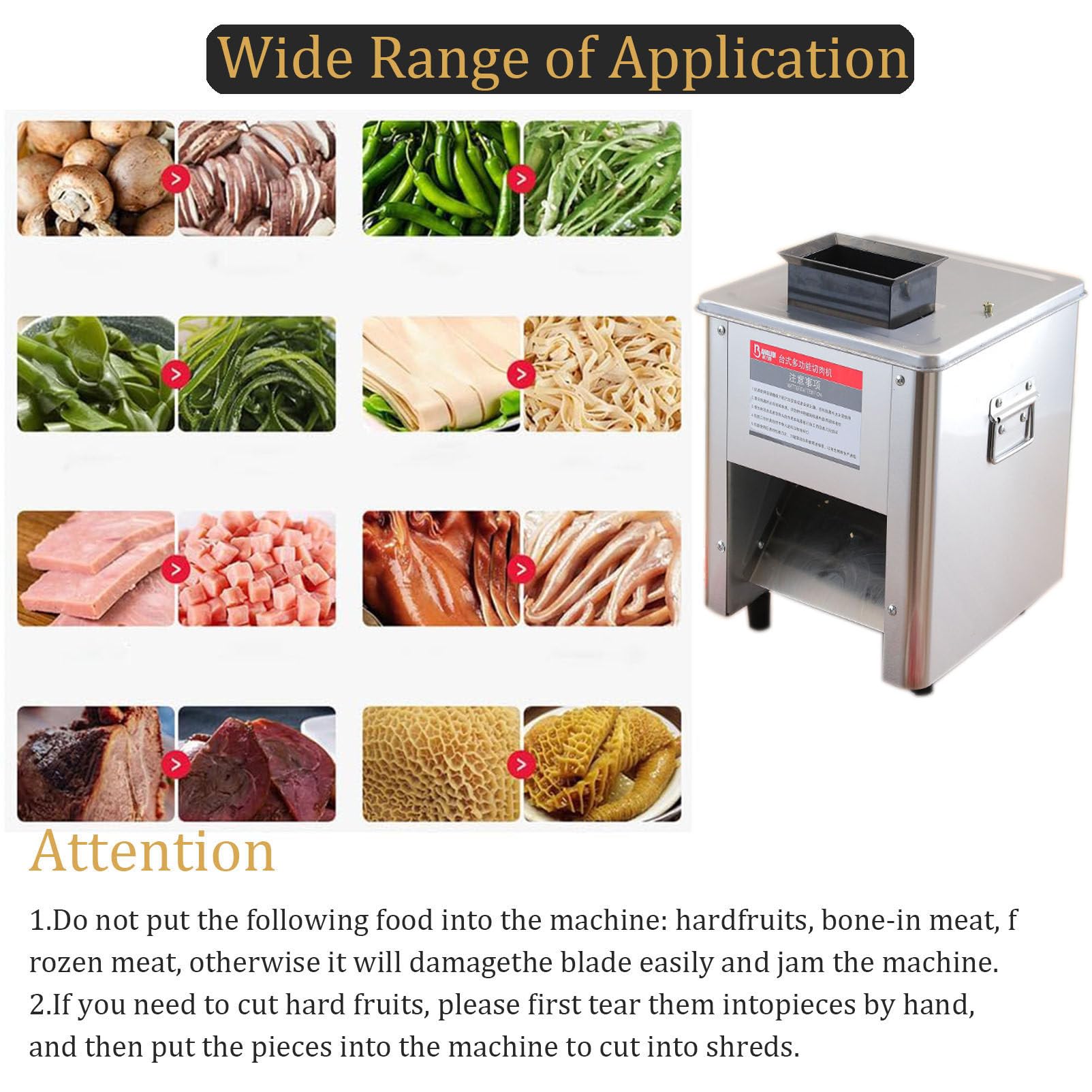 Affettatrice elettrica per carne, lama in acciaio inox, per uso commerciale, ideale per affettare maiale, pollo e pesce disossati