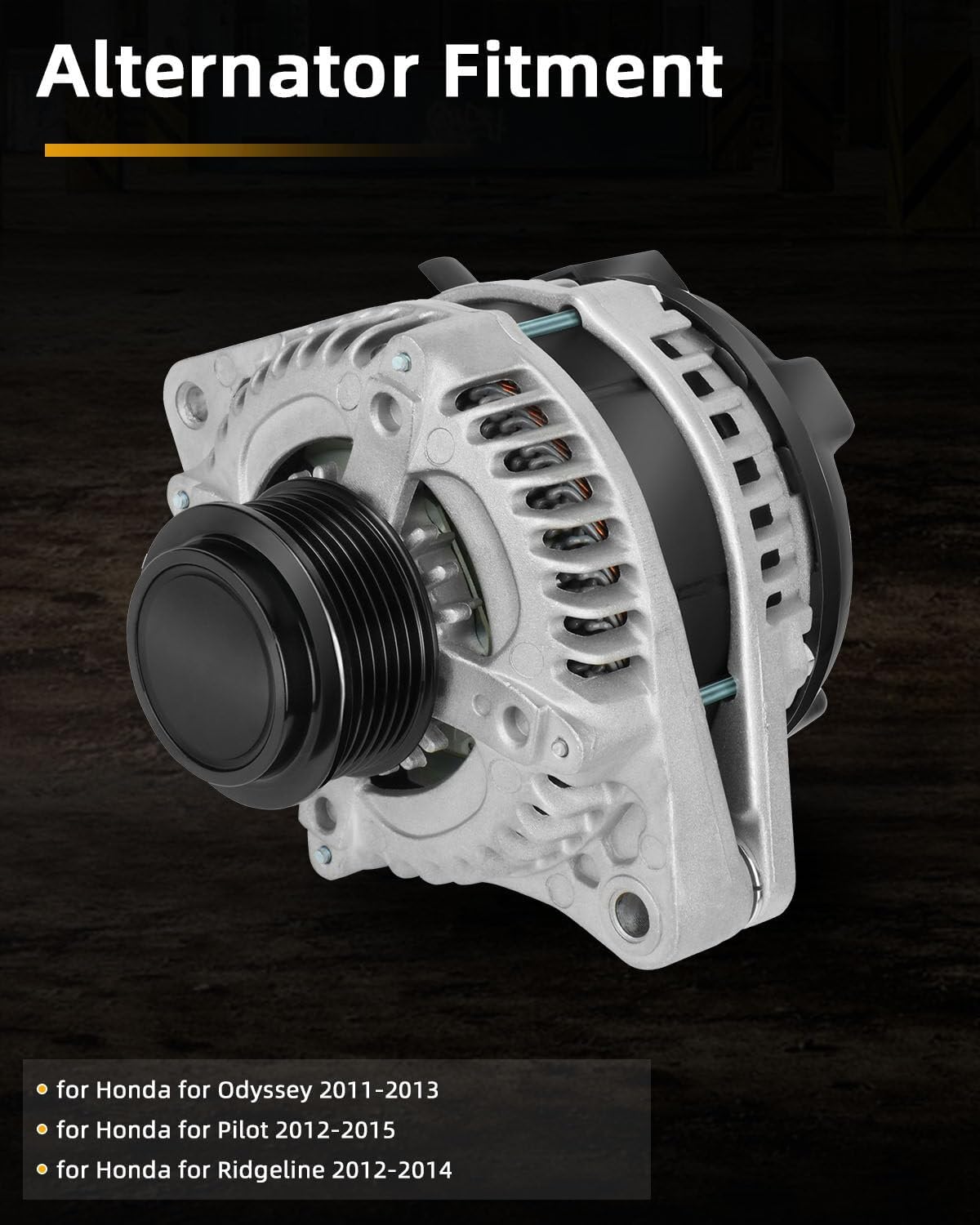 High Output Alternator for Honda Odyssey 2011-2013, for Pilot 2012-2015,for Ridgeline 2012-2014 - 12V 130AMP Replaces 31100-RV0-A01, 104210-1240, 9764219-124