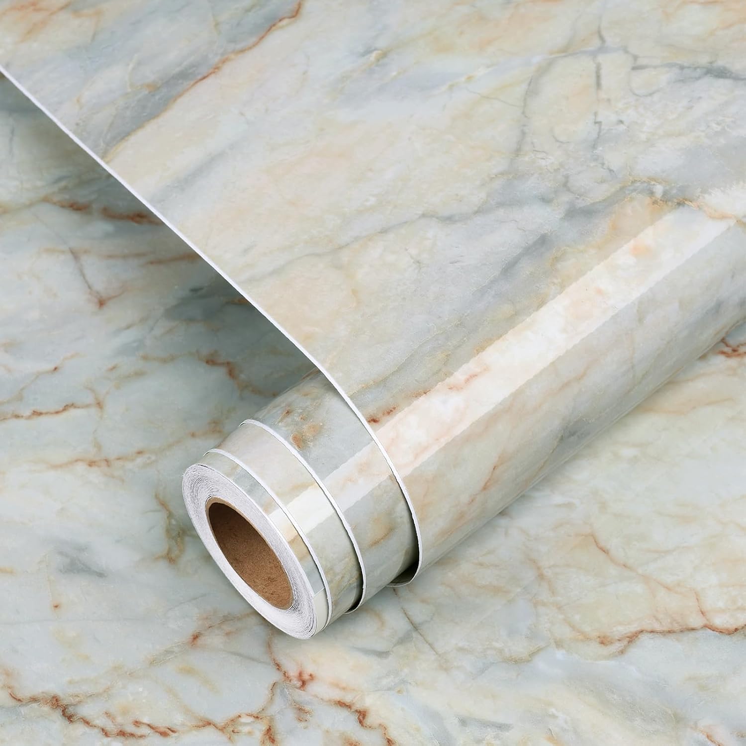 YENHOME 17.7"X276" Bathroom Counter Top Peel and Stick Waterproof Blue Marble Contact Paper for Countertop Vinyl Wrap for Cabinets Marble Wallpaper Peel and Stick Countertops Granite Kitchen Counter