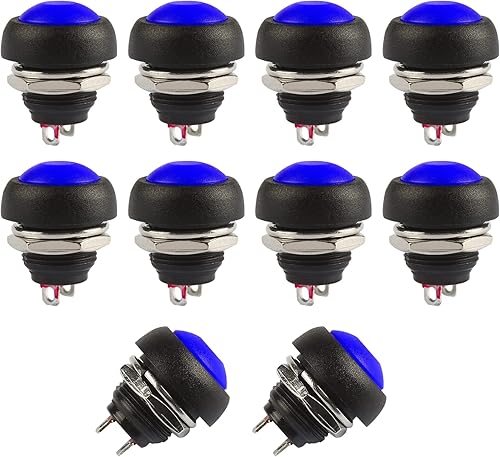 Vista 11 de Ampper Mini interruptores momentáneos de botón, 2 pines de encendido y apagado, 1A, 250 V, CA, 0.276 in, redondo, SPST, normal, abierto, momentáneo