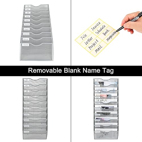 Vista 56 de PAG Soporte de pared colgante para archivos, organizador de correo, soporte para documentos, 5 niveles, negro