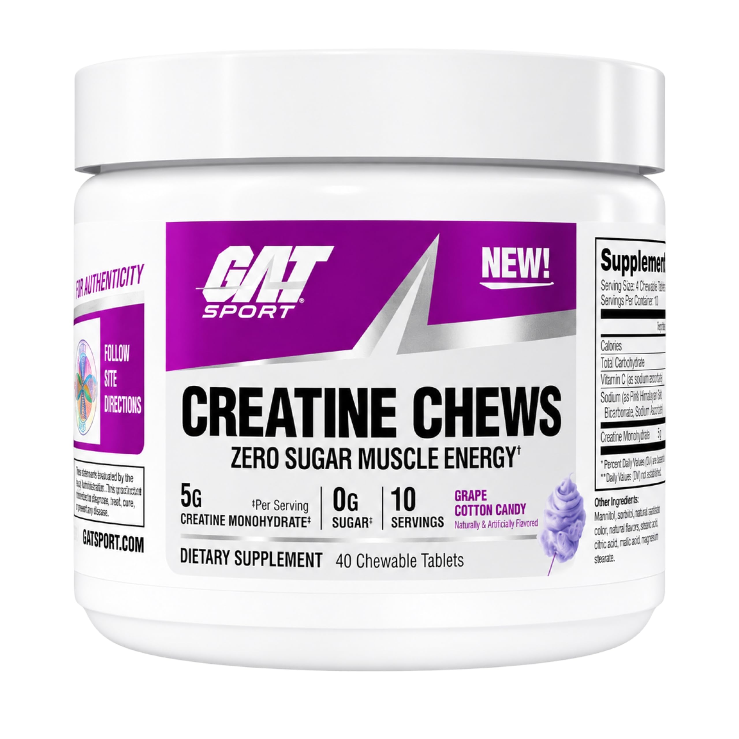 GAT SPORT CREATINE Chews, Fruit Punch, 120 Tablets (30 Servings) — Amazon image 14
