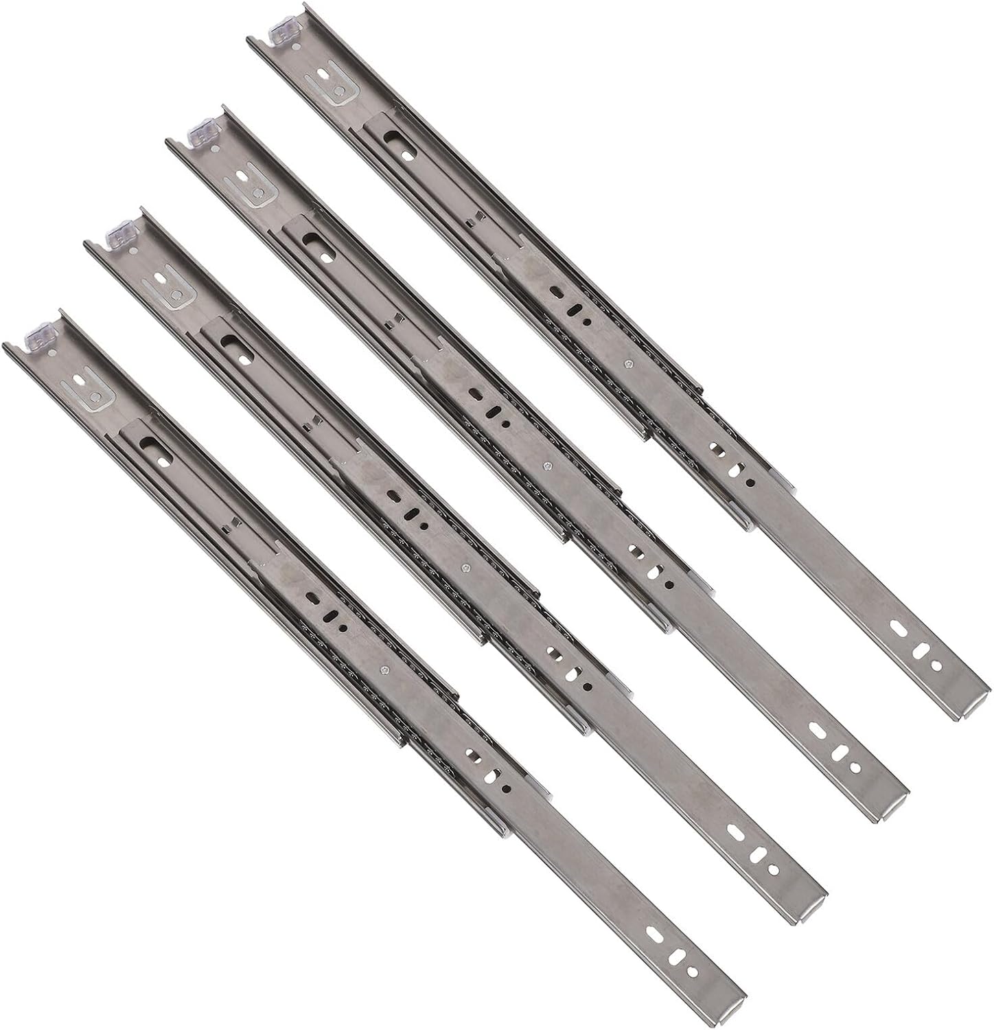 14 Inch Side Mount Drawer Slides 3-Section Metal Rails 4pcs Set Stainless Steel Cabinet Drawer Replacement Parts for Household Furniture