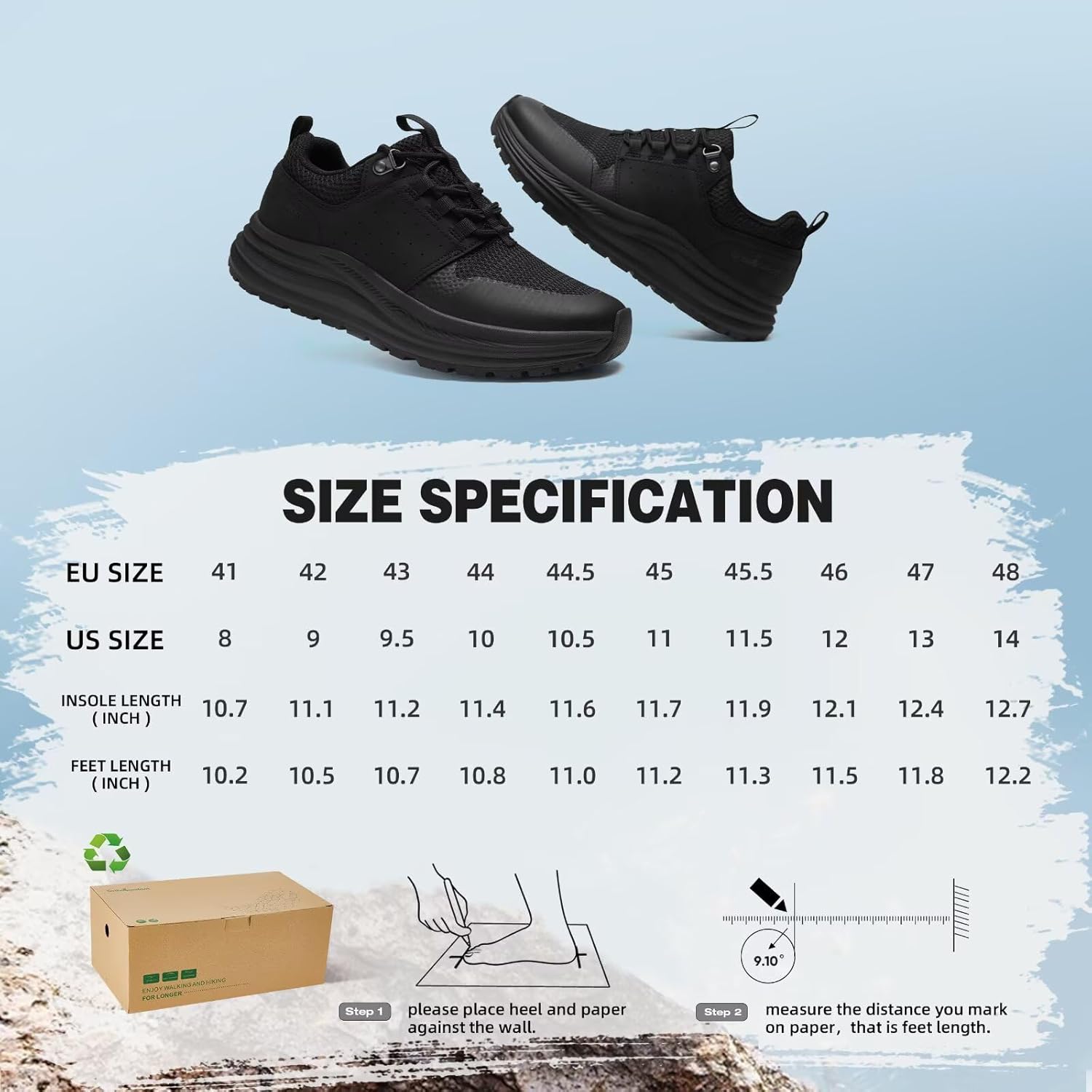 OrthoComfoot Men's Orthopedic Wide Toe Plantar Fasciitis Shoes: Comfortable High Arch Support Trail Running Shoes for Walking & Hiking, Orthotic Tennis Sneakers Relief Flat Feet, Feet Pain
