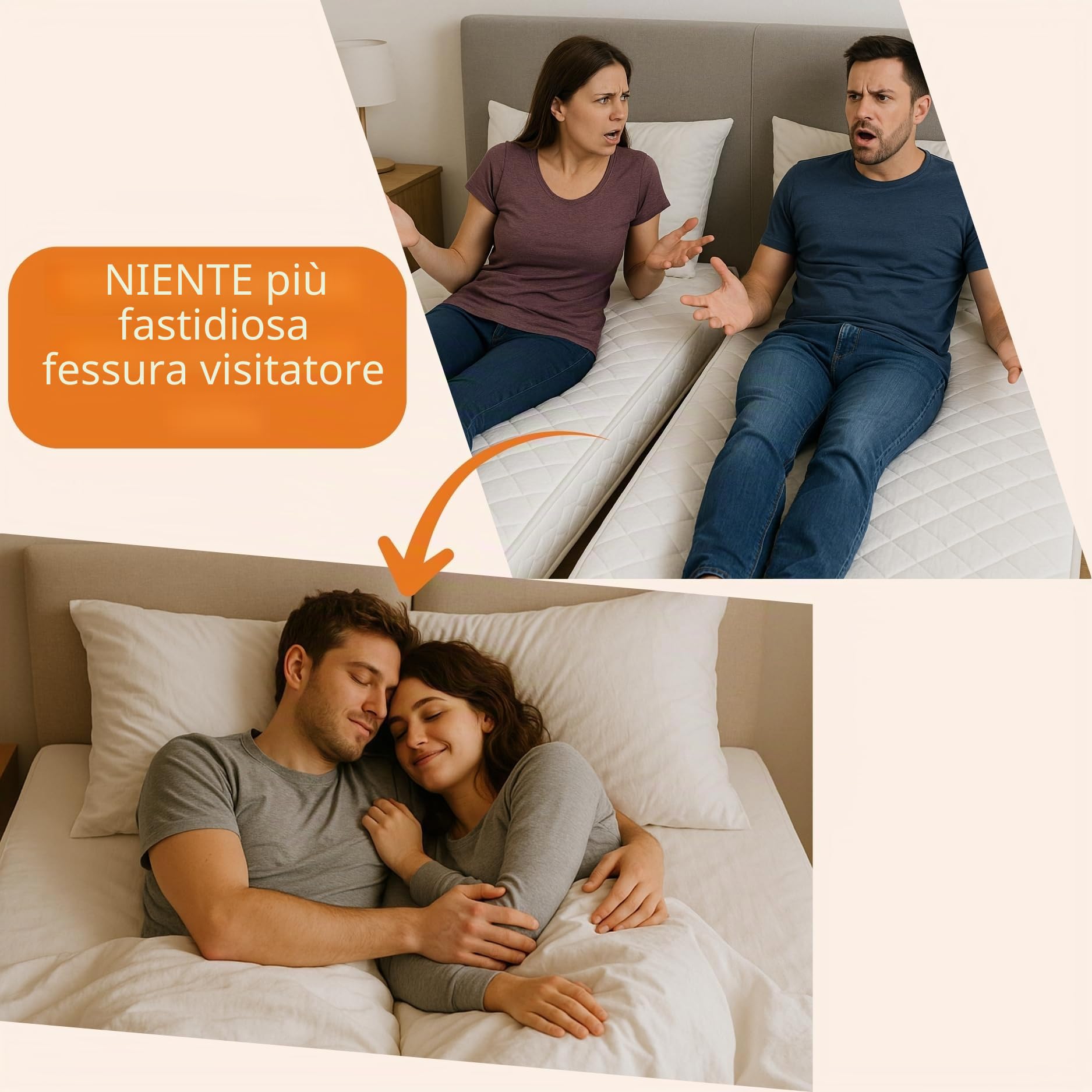 sleepling 191112-P - Ponte per materassi, supporto unisci materassi, per letto matrimoniale, made in EU, per tutti i materassi, 25 x 200 cm, colore bianco