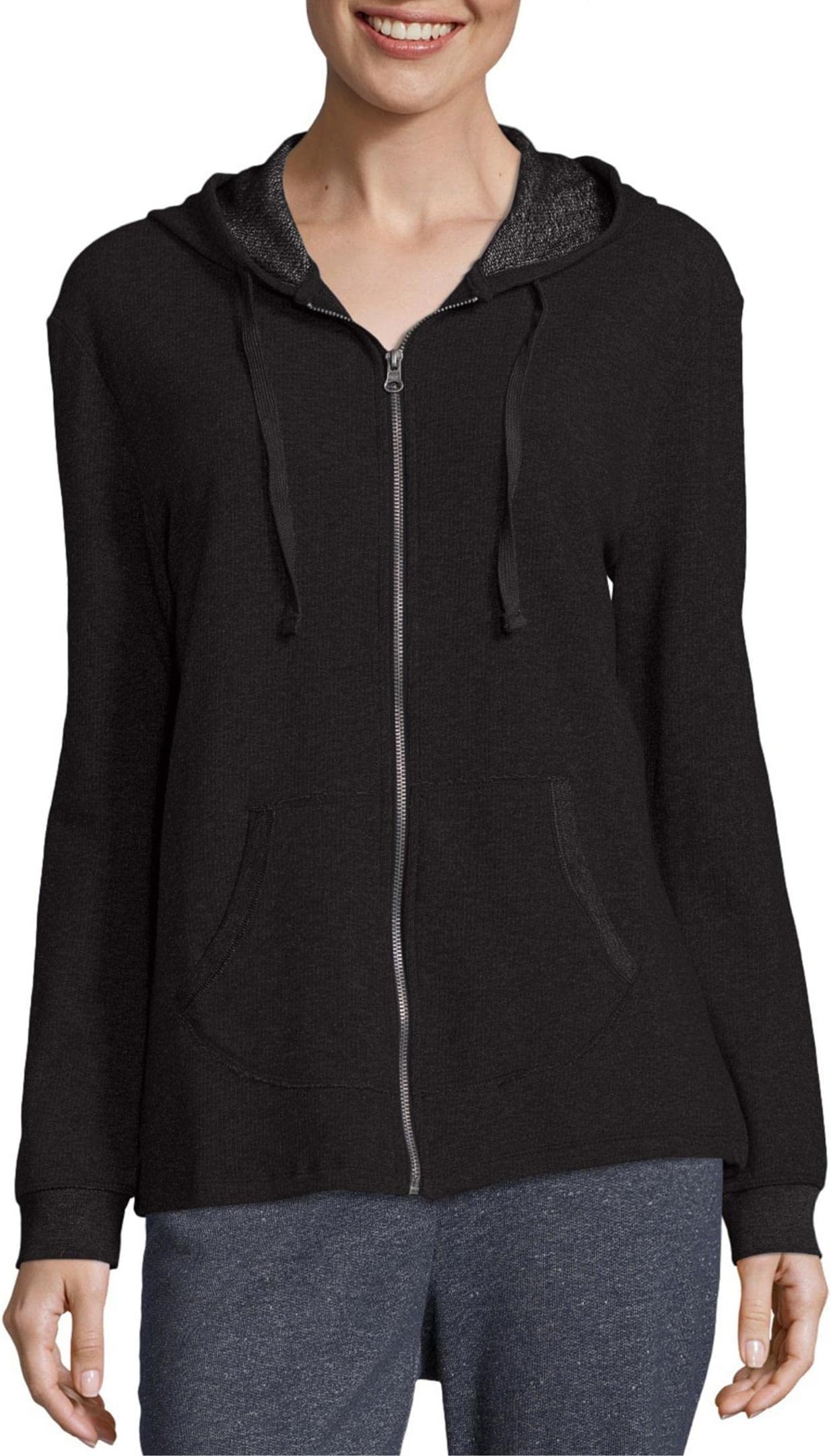 – Women's Warm Up or Track Jacket, Black Space Dye, M