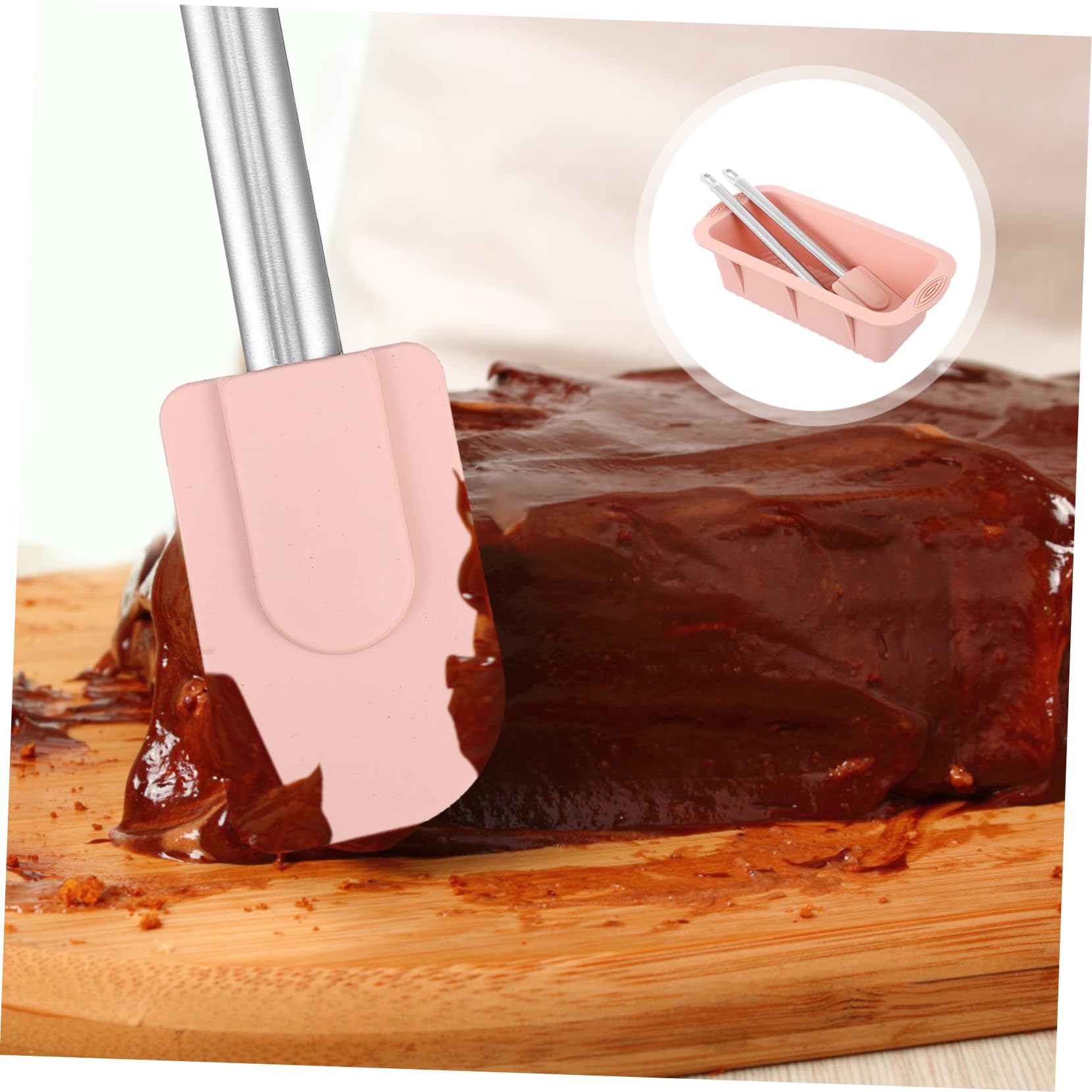 MOLUCKFU Lot de 3 moules de cuisson en silicone - Spatule - Outil de cuisson - Spatule à crème - Pinceau à huile - Moule à gâteau - Moule à crème