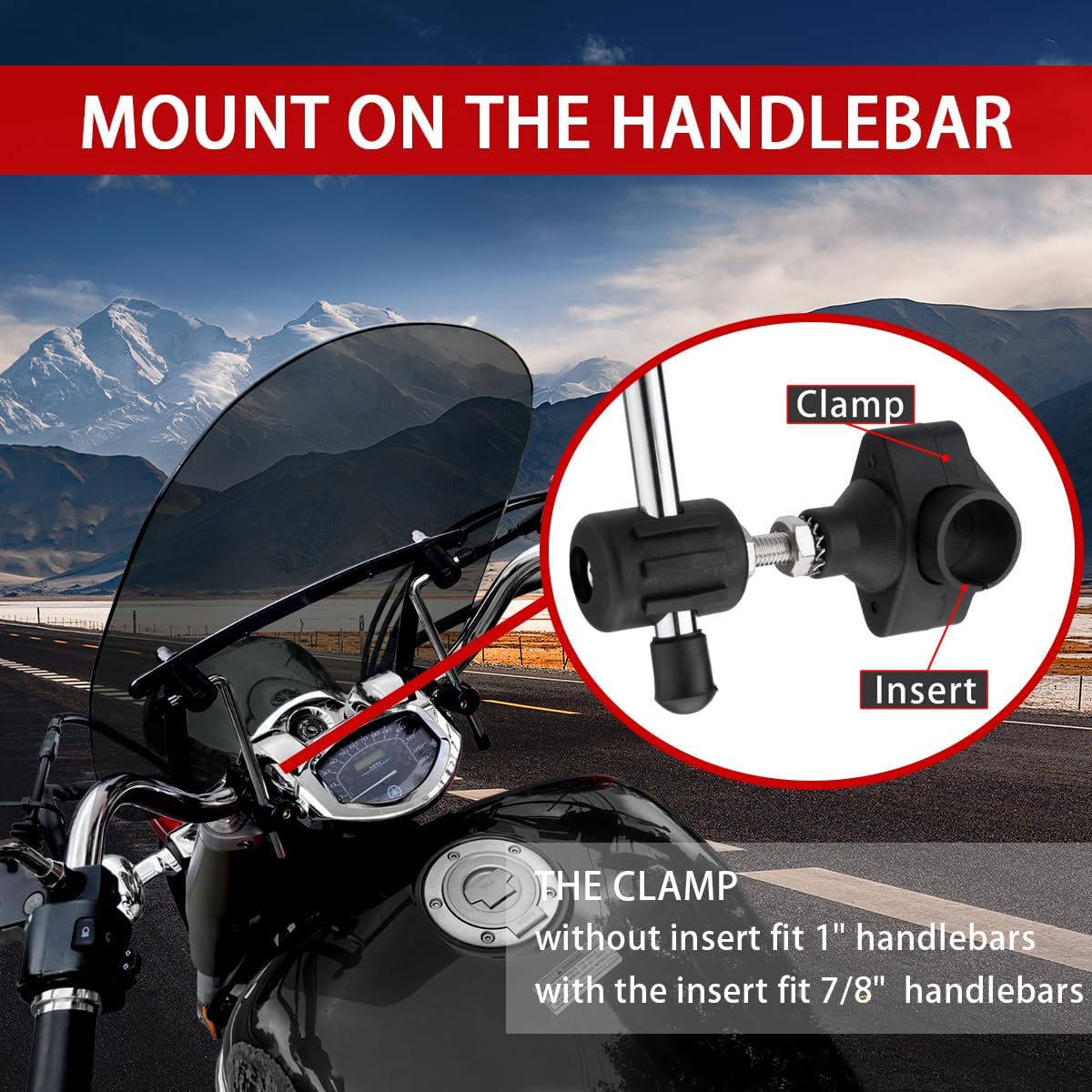 Universal 18"x16" Motorcycle Windshield Windscreen Compatible with Harley Davidson Honda Kawasaki Suzuki Yamaha Cruiser Savage Intruder Volusia Boulevard Vulcan Vn (Smoke)