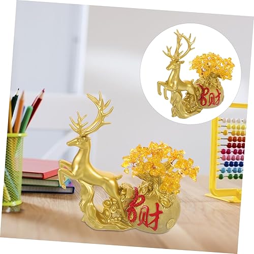 Miniatura 7 de NOLITOY Encantadora estatua de alce 1 unidad, adornos de árbol de la riqueza, árbol de la vida, árbol de la vida, decoración del hogar, accesorios