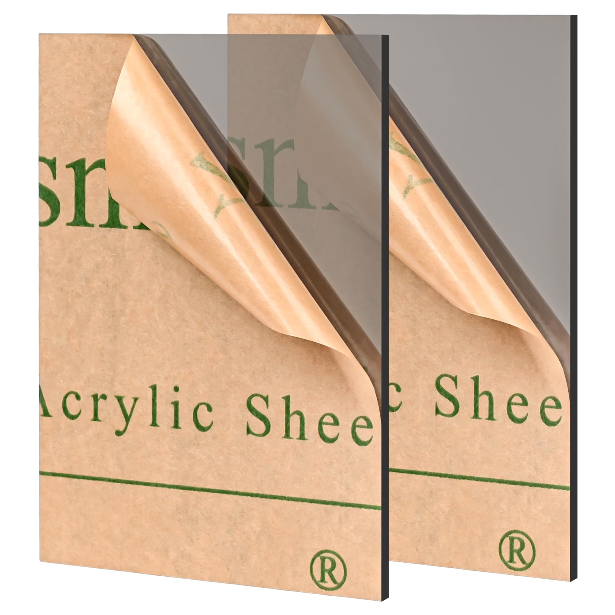 Lesnlok Gray Acrylic Sheets 1/8 inch Thick 3mm 2 Pack 8 x 10 Clear Plexiglass Sheets,for Sign,Craft,Painting,Laser Cutting,DIY Display Projects… (8"x