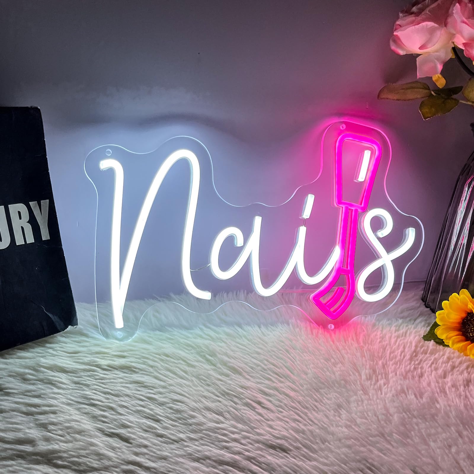 Nails Neon Sign for Nail Room, LED Nails, Neon Signs for Wall Decoration, Beauty Room, Salon, Bar, Bedroom, Nails, Neon Lights, Christmas Gift, Birthday Gift for Girls — image 1