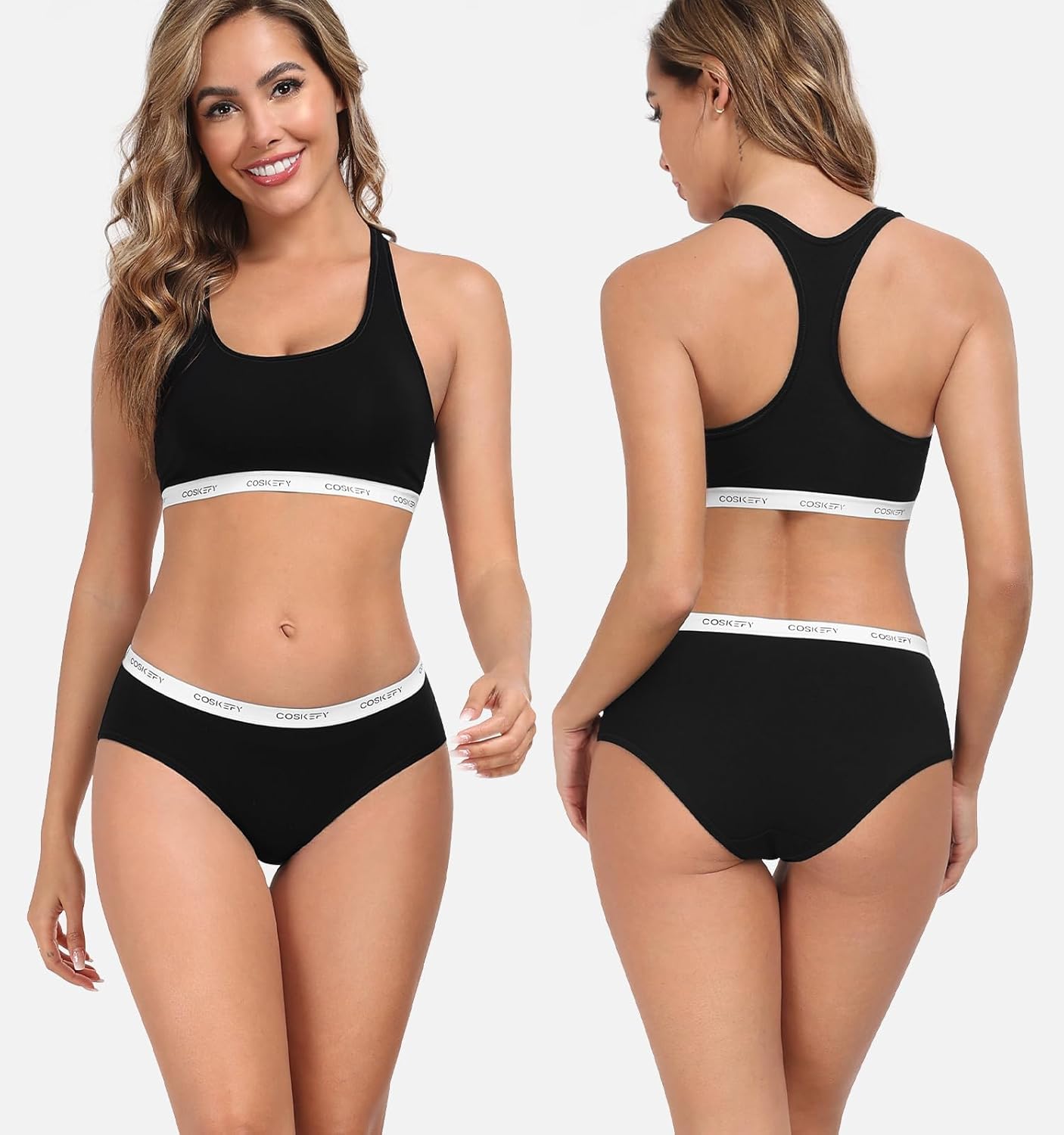 coskefy Women's Underwear Cotton Breathable Hipster Panties Soft Low Rise Bikini Ladies Workout Briefs 5 Pack - Image 2