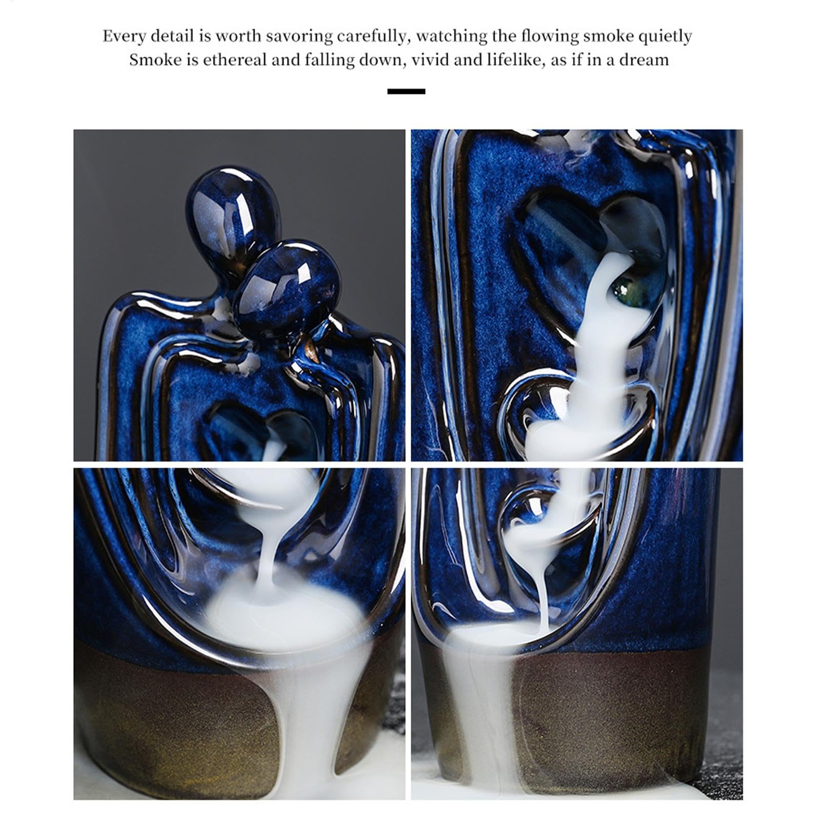 Porta incenso per coppie, romantico bruciatore di incenso in ceramica a cascata, coppia di bruciatori di incenso a riflusso per gli , porta coni di incenso decorativo per aromaterapia | Stufa per aromaterapia a riflusso centrotavola da tavolo, bruciatore