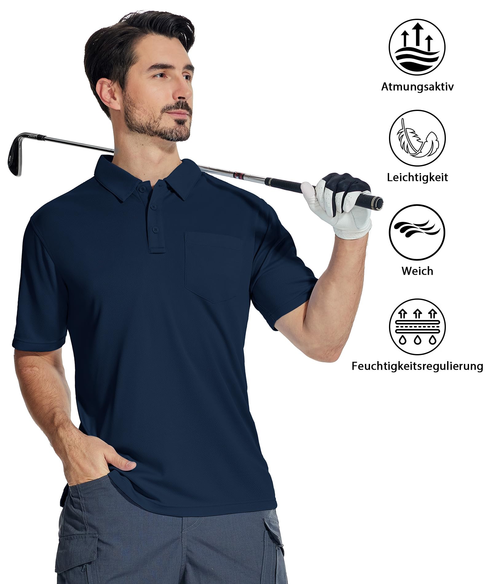 SwissWell Lote de 2 Polo Hombre Manga Corta Transpirable Golf Polos Camisa para Hombre
