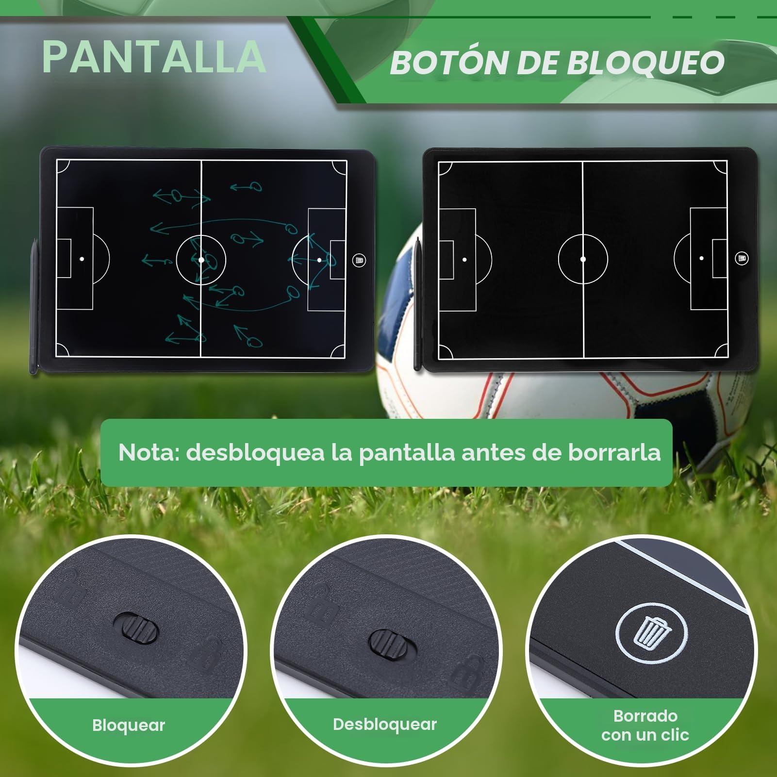 Tablero de fútbol táctico LCD 16 pulgadas panel electrónico estrategia entrenamiento digital con bolígrafo