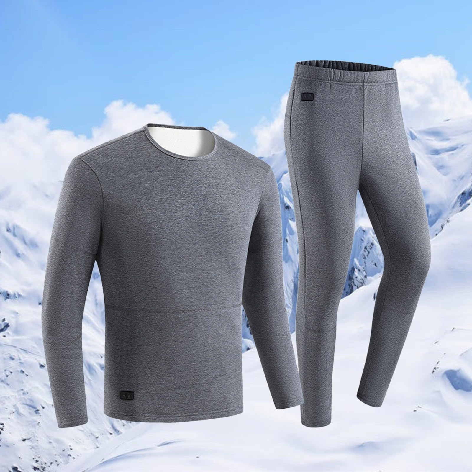 Generisch Juego de ropa interior climatizada con pantalones calefactables y top de 2 piezas, ropa interior térmica funcional para moto, caza, esquí, camping de invierno