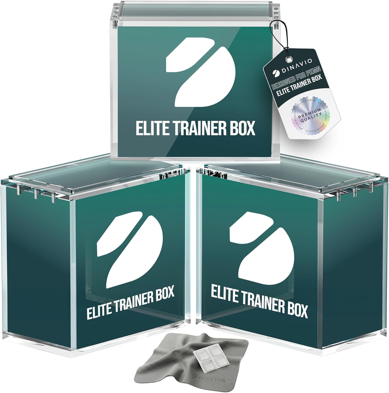Elite Trainer Box Acrylic Display Case Stackable 3 Pack - 8mm + 5mm Ultra Thick Acrylic with N52 Strong Magnets - ETB Case Protector - Compatible with Elite Trainer Boxes (3 Pack)