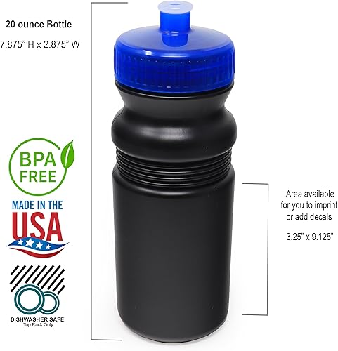 Miniatura 2 de Rolling Sands Botellas de agua a granel de 20 onzas, paquete de 6, fabricadas en Estados Unidos, sin BPA, botella deportiva de plástico reutilizable