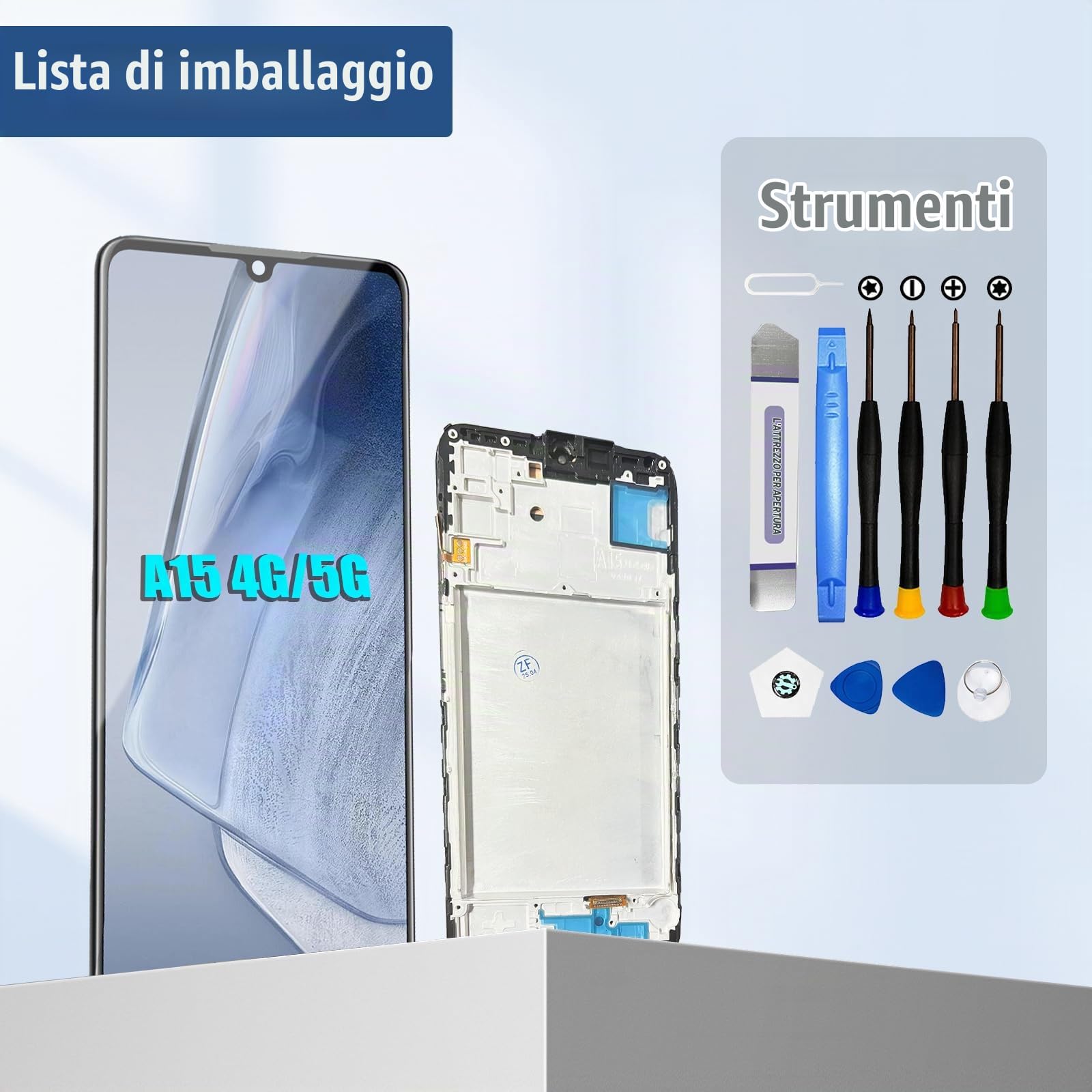 DTD Schermo per Samsung Galaxy A15 4G/A15 5G di Ricambio Display Touch Screen Digitizer Parti di Riparazione LCD Display con Strumenti(Nero con Cornice, 6.5")
