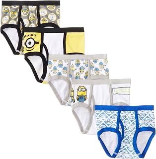 Boys' 5-Pack Minions 100% Combed Cotton Briefs, Sizes 4 and 6