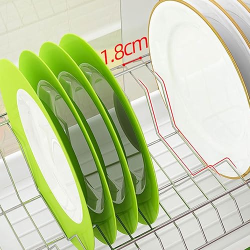 Miniatura 4 de Escurridor de platos de 2 niveles, escurridor de platos con soporte para utensilios, escurridor de acero inoxidable 304 con estante para tabla de