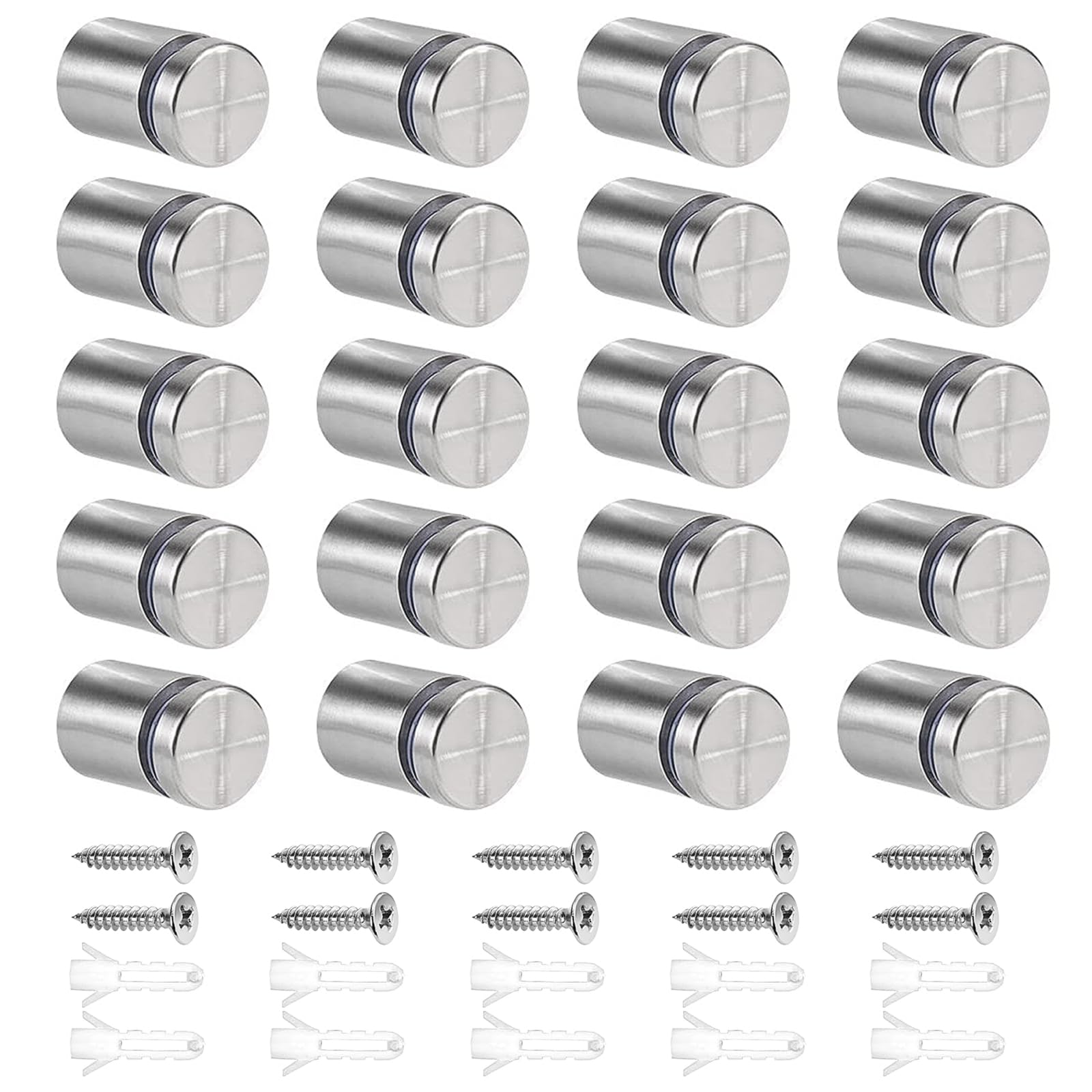Dreamtop 20 Pcs Stand Off Fixings 19x25mm Stainless Steel Advertising Screw Sign Holders Standoff Screws Standoff Wall Fixings Glass Standoff Bolt Advertising Nails for Sign Displays