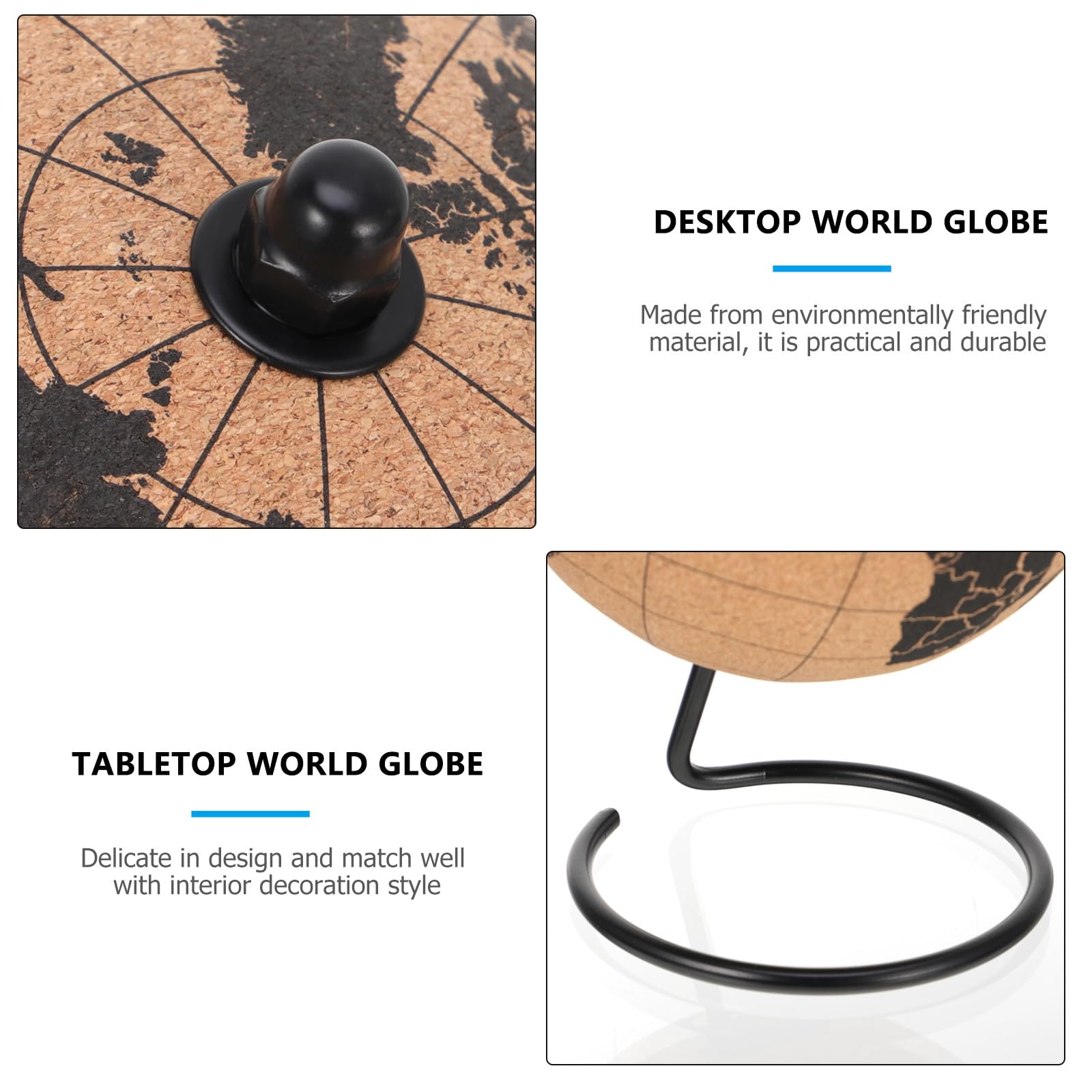Globo Terráqueo Herramienta Educativa y Material Sintético de Escritorio Soporte Resistente Adecuado para Decoración de Oficina y Exploradores Infantiles