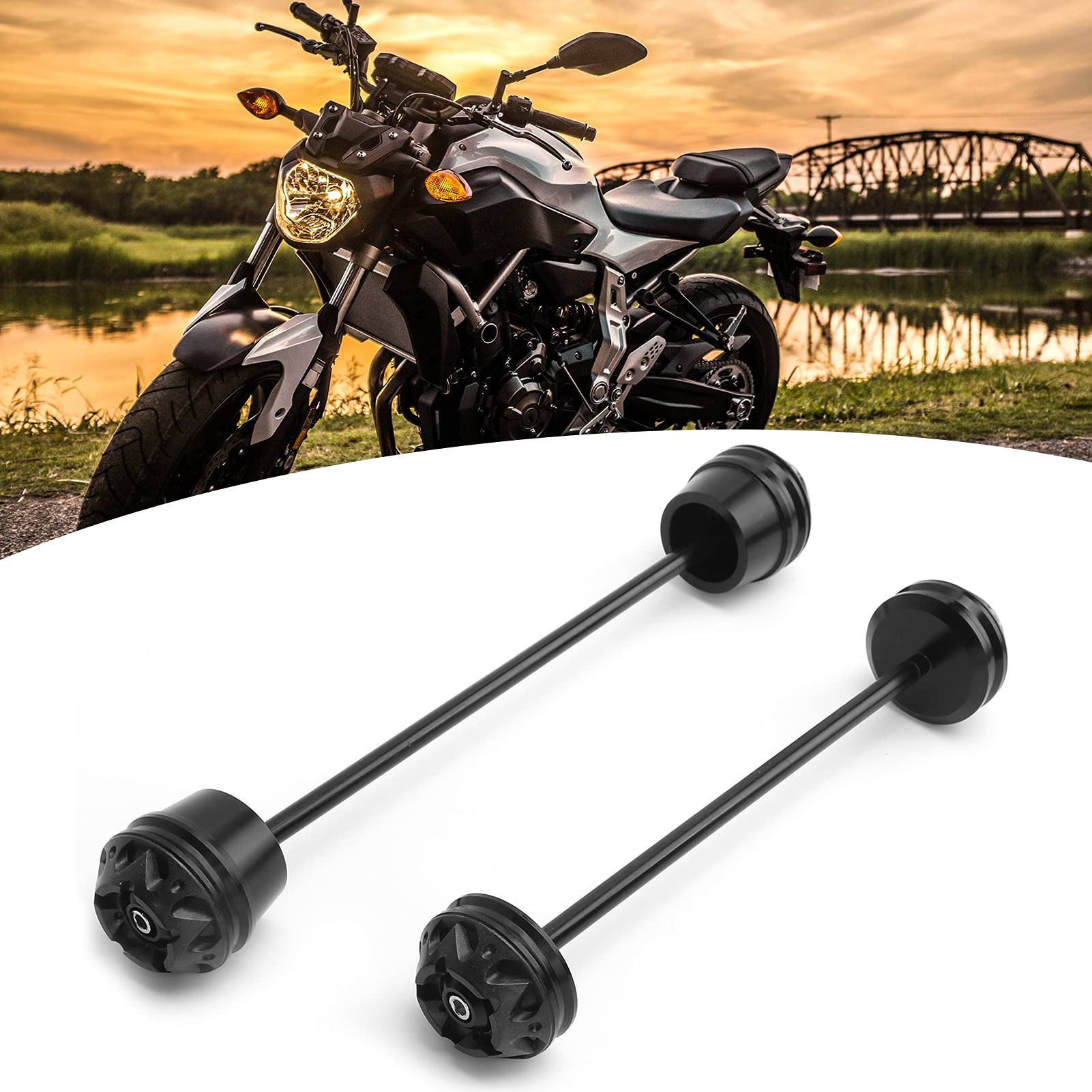 Aramox Protezione Forcella Ruota, Slider Crash Anteriore e Posteriore Nero Compatibile MT07 FZ07 XSR700 2013-2020