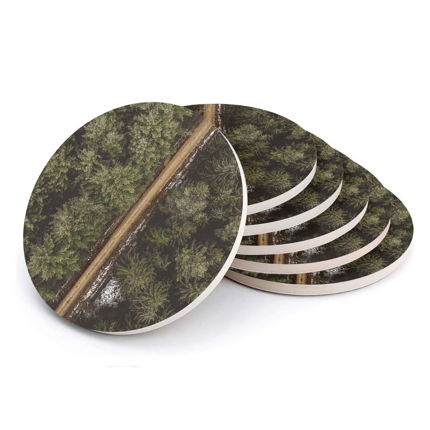 Sous-verre céramique forêt enneigée haut de gamme : le prestige d'une table d'exception en lot de 6