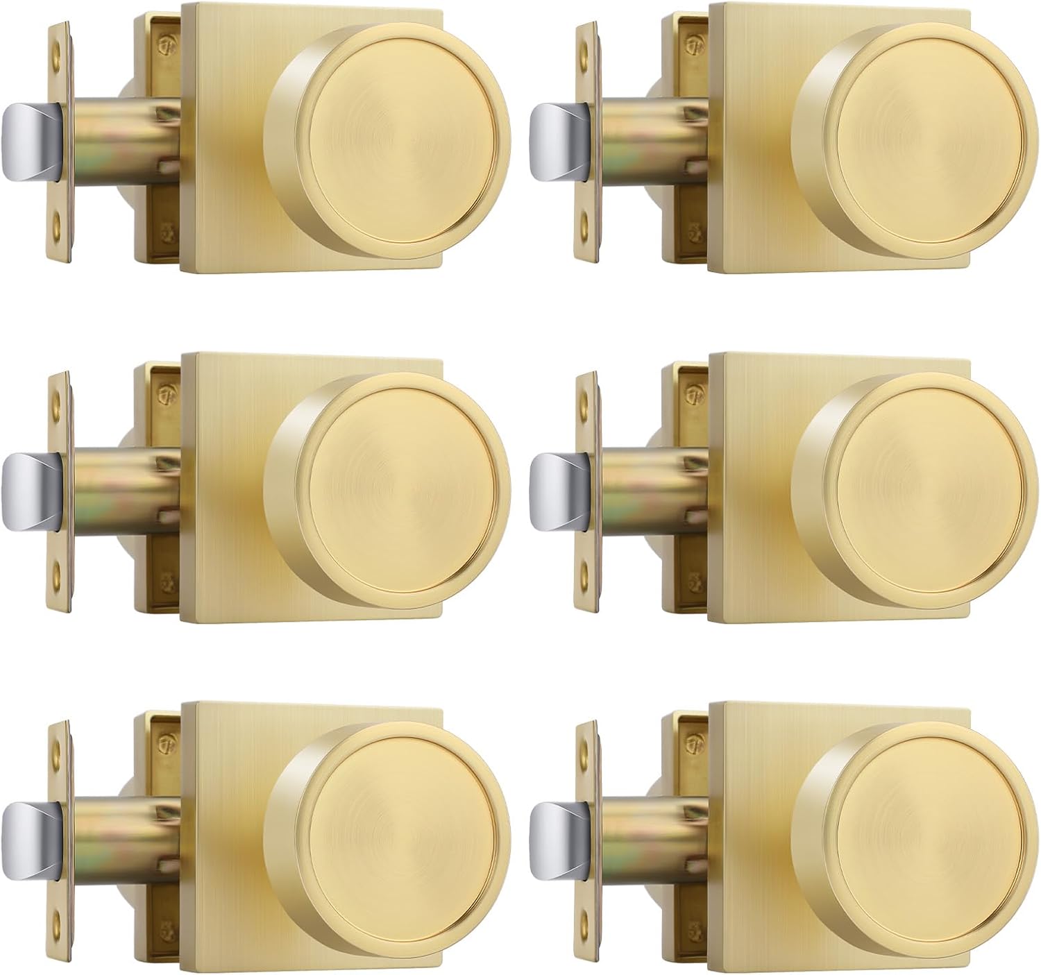 Brushed Gold Interior Door Knobs, zinc alloy, 6 pack